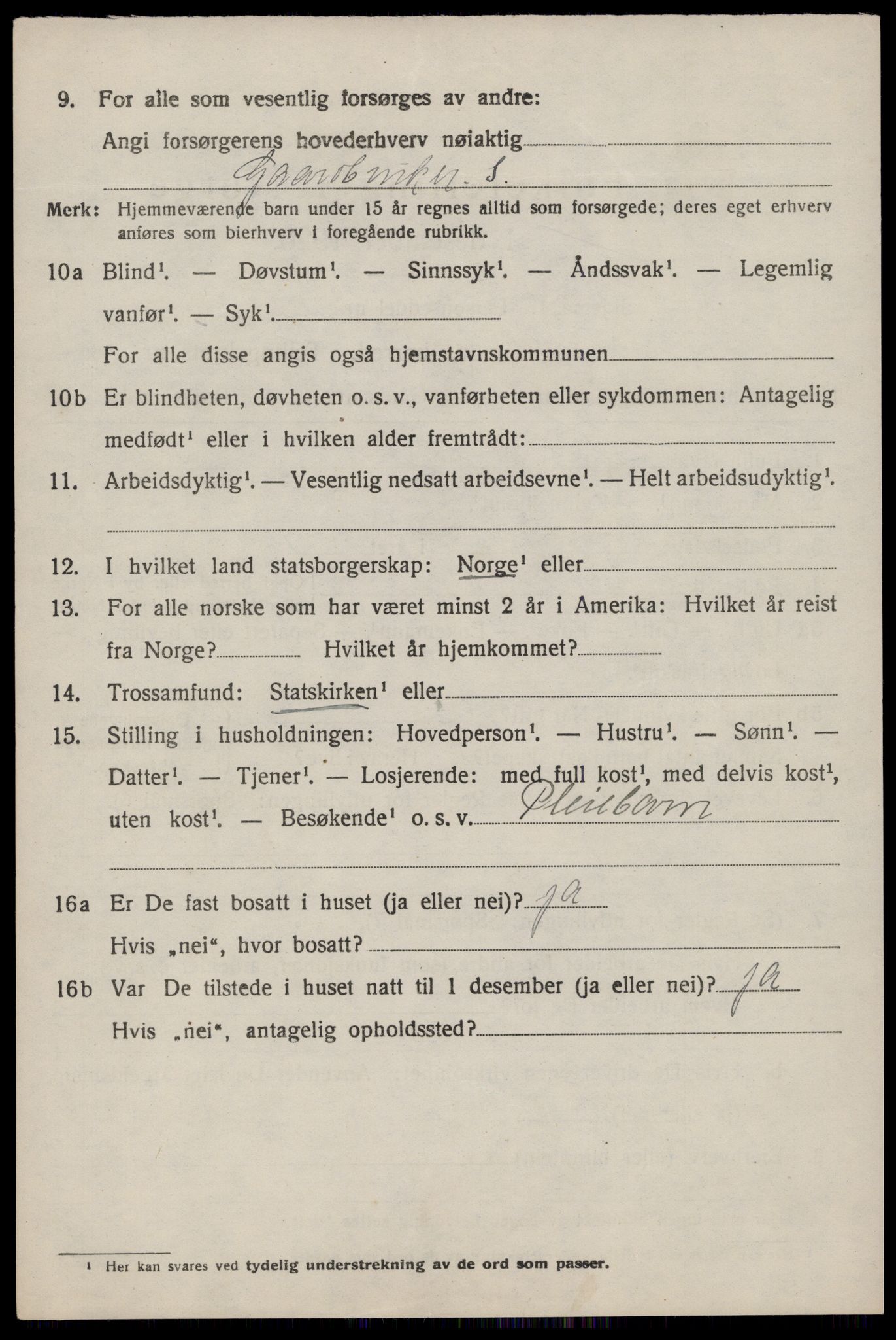 SAST, 1920 census for Vikedal, 1920, p. 3764