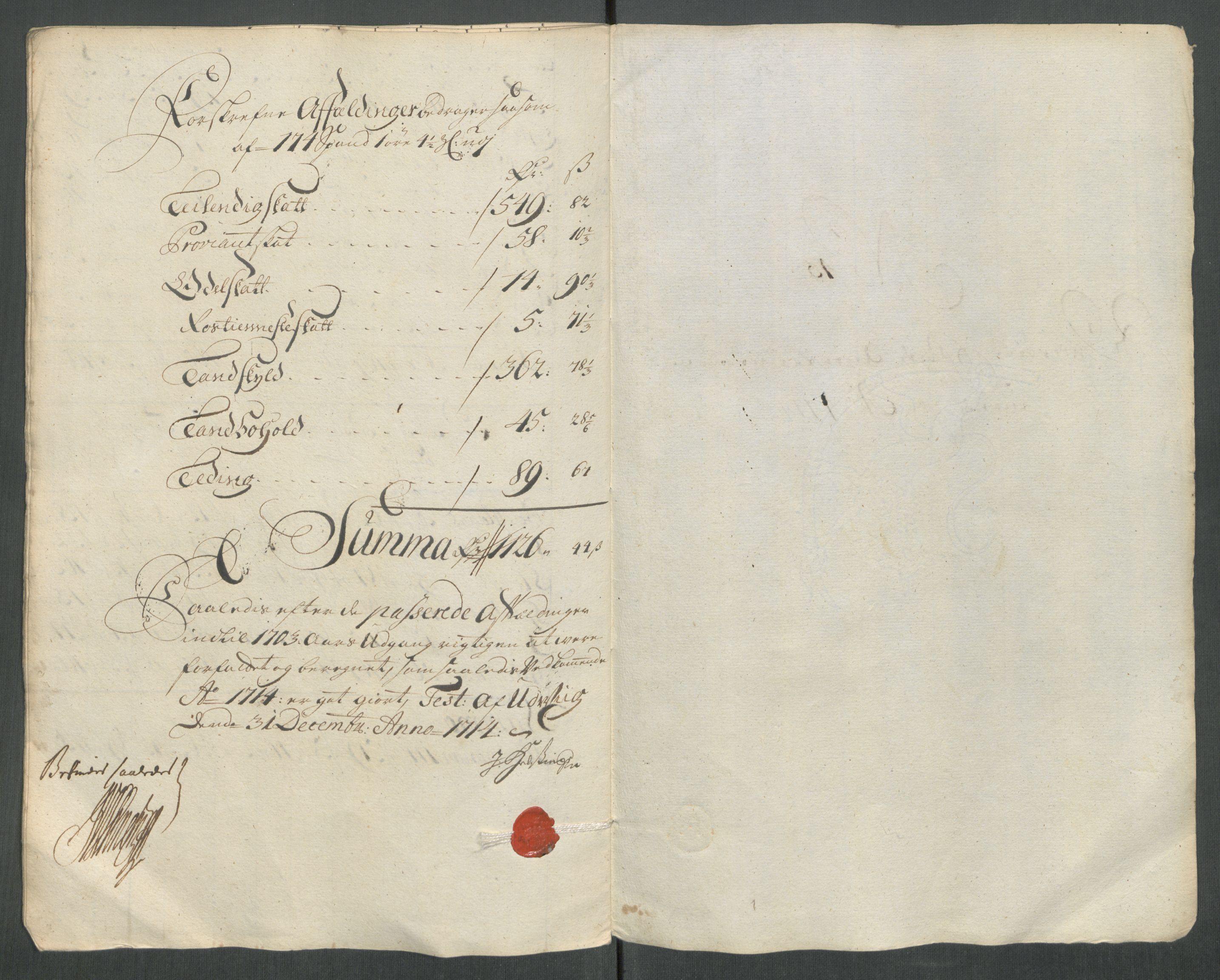 Rentekammeret inntil 1814, Reviderte regnskaper, Fogderegnskap, RA/EA-4092/R63/L4322: Fogderegnskap Inderøy, 1714, p. 351