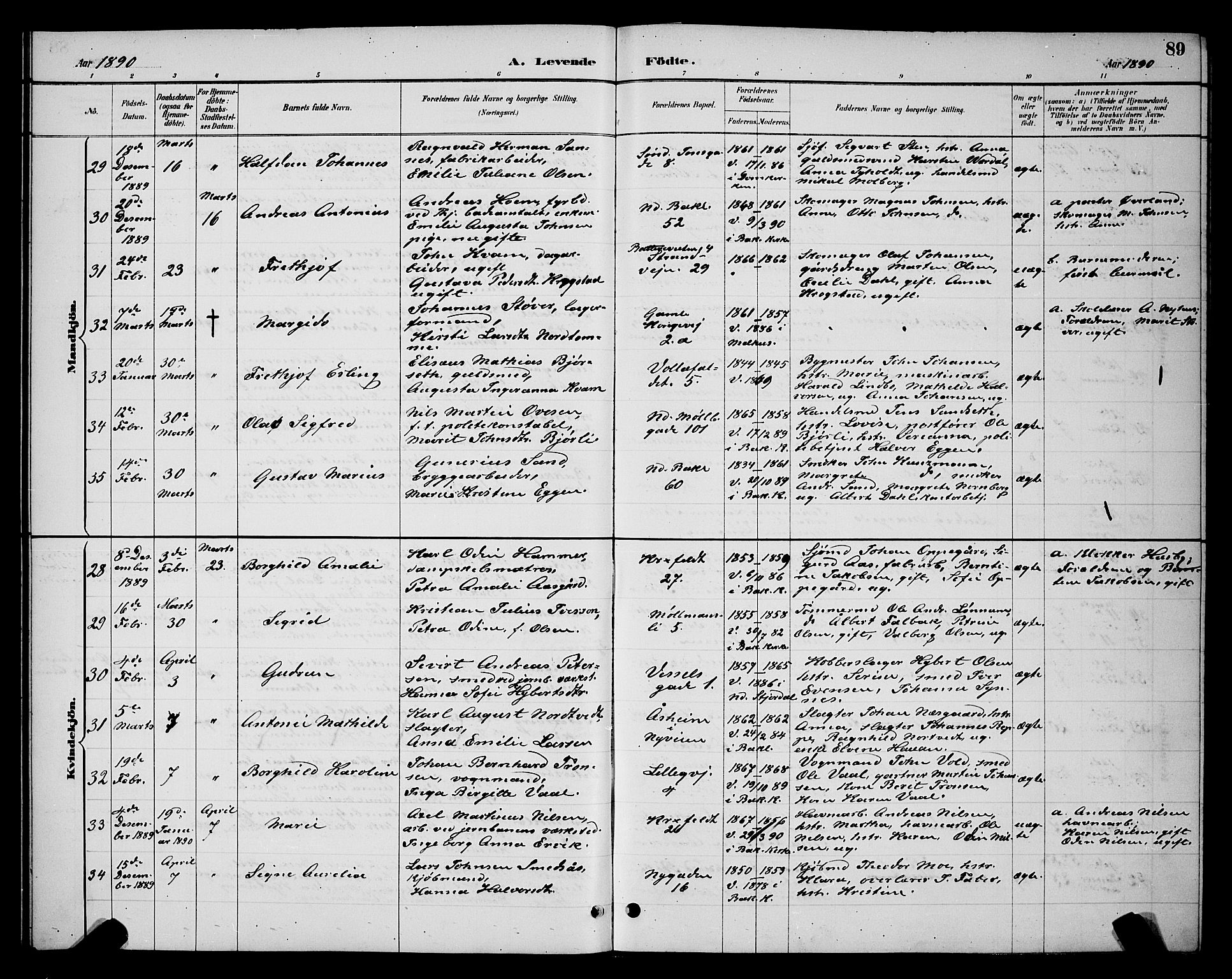 Ministerialprotokoller, klokkerbøker og fødselsregistre - Sør-Trøndelag, AV/SAT-A-1456/604/L0222: Parish register (copy) no. 604C05, 1886-1895, p. 89