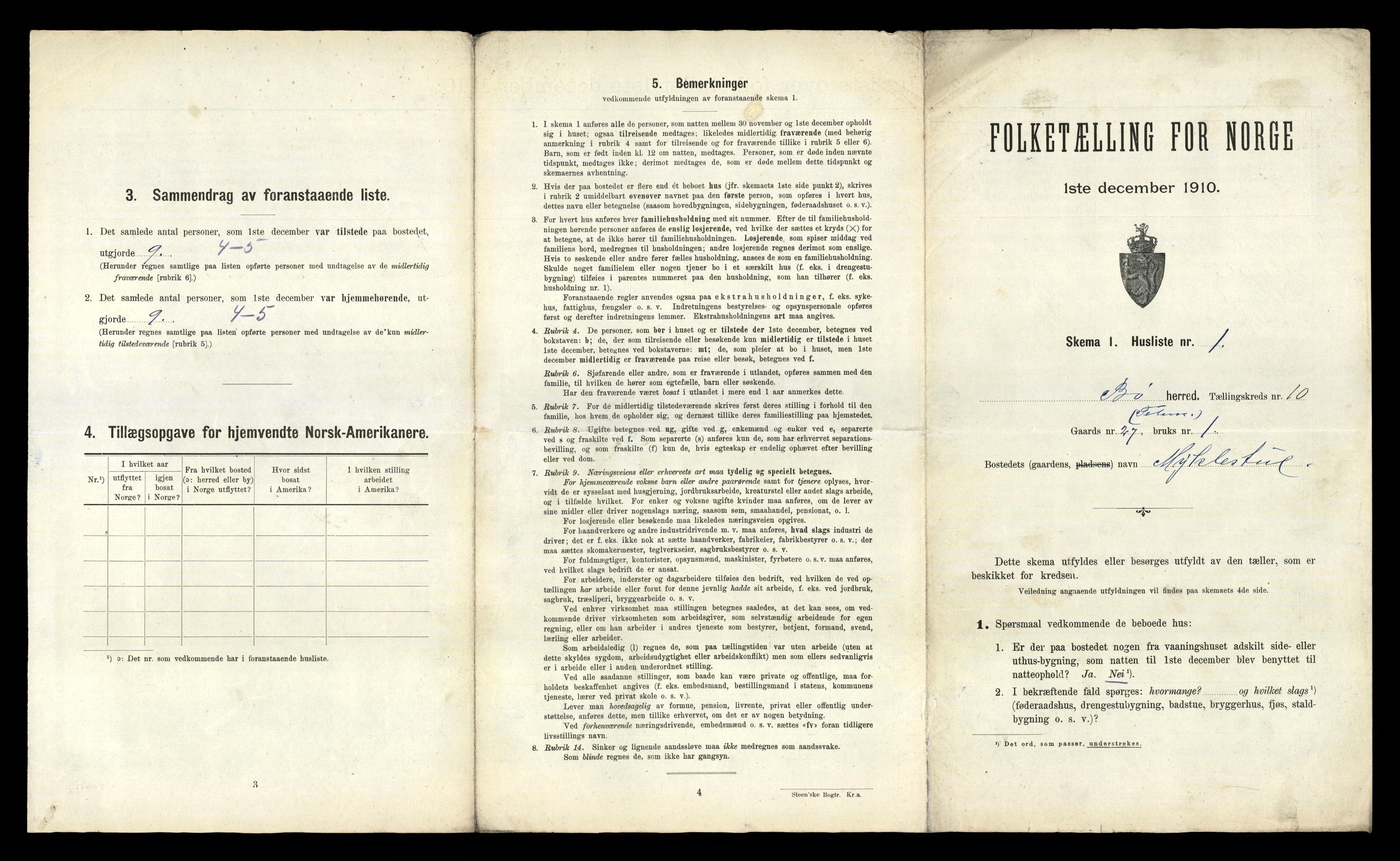 RA, 1910 census for Bø, 1910, p. 1103