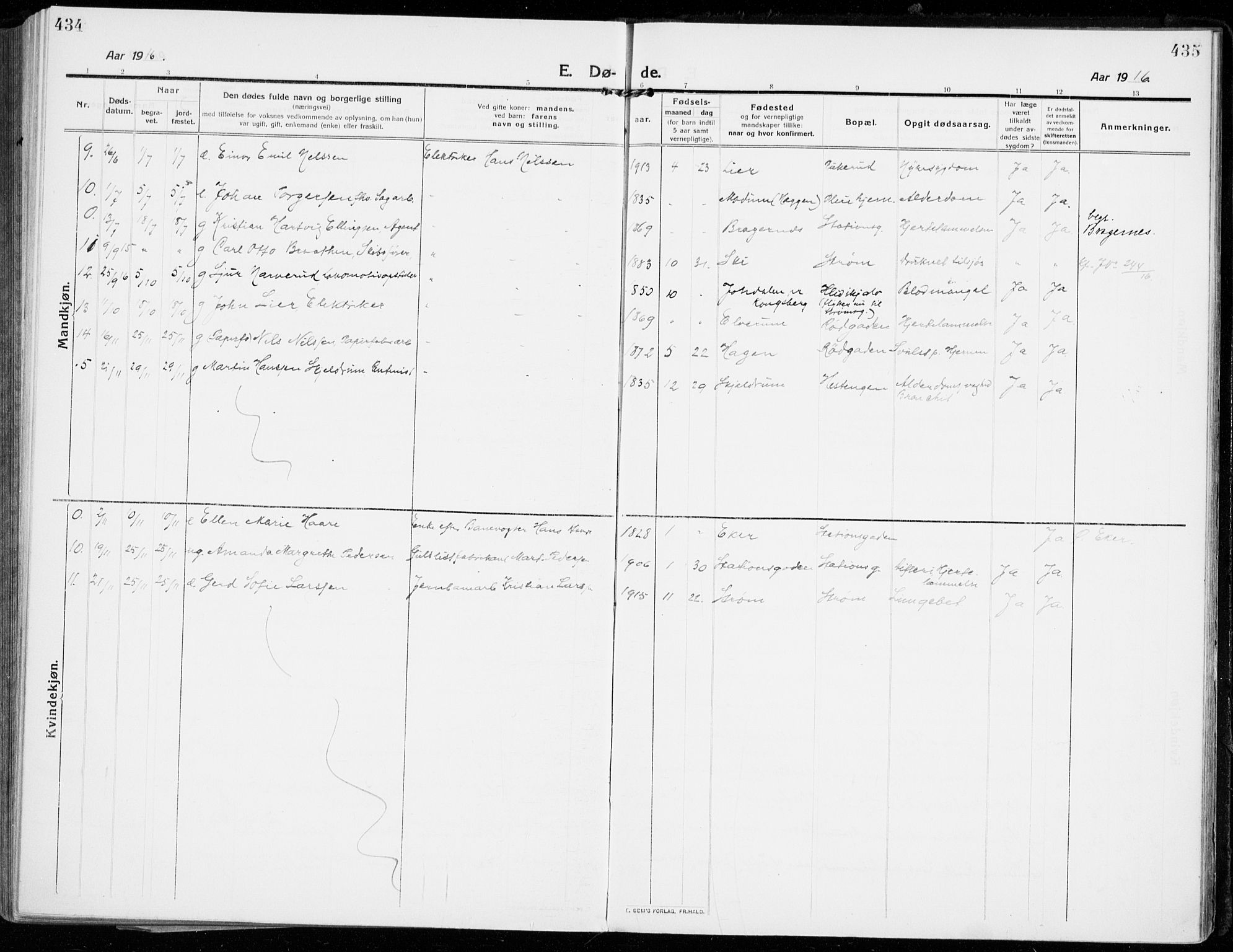 Strømsgodset kirkebøker, AV/SAKO-A-324/F/Fa/L0002: Parish register (official) no. 2, 1910-1920, p. 434-435