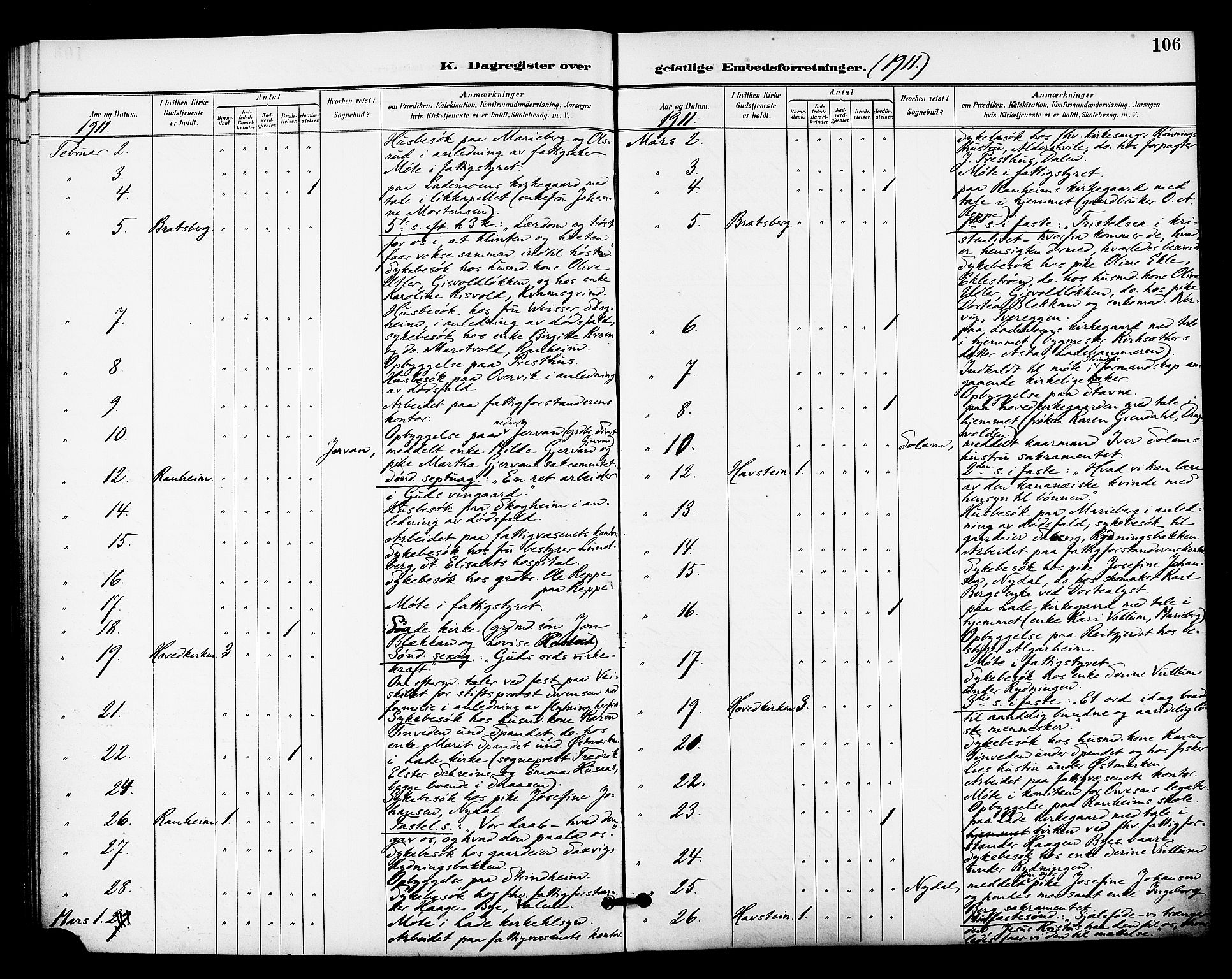 Ministerialprotokoller, klokkerbøker og fødselsregistre - Sør-Trøndelag, SAT/A-1456/606/L0304: Curate's parish register no. 606B03, 1895-1917, p. 106
