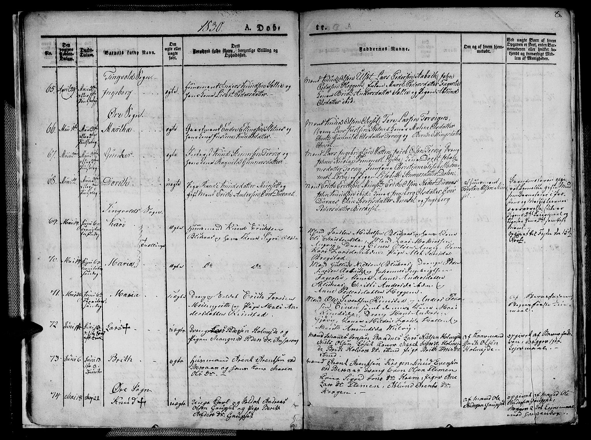 Ministerialprotokoller, klokkerbøker og fødselsregistre - Møre og Romsdal, AV/SAT-A-1454/586/L0983: Parish register (official) no. 586A09, 1829-1843, p. 8