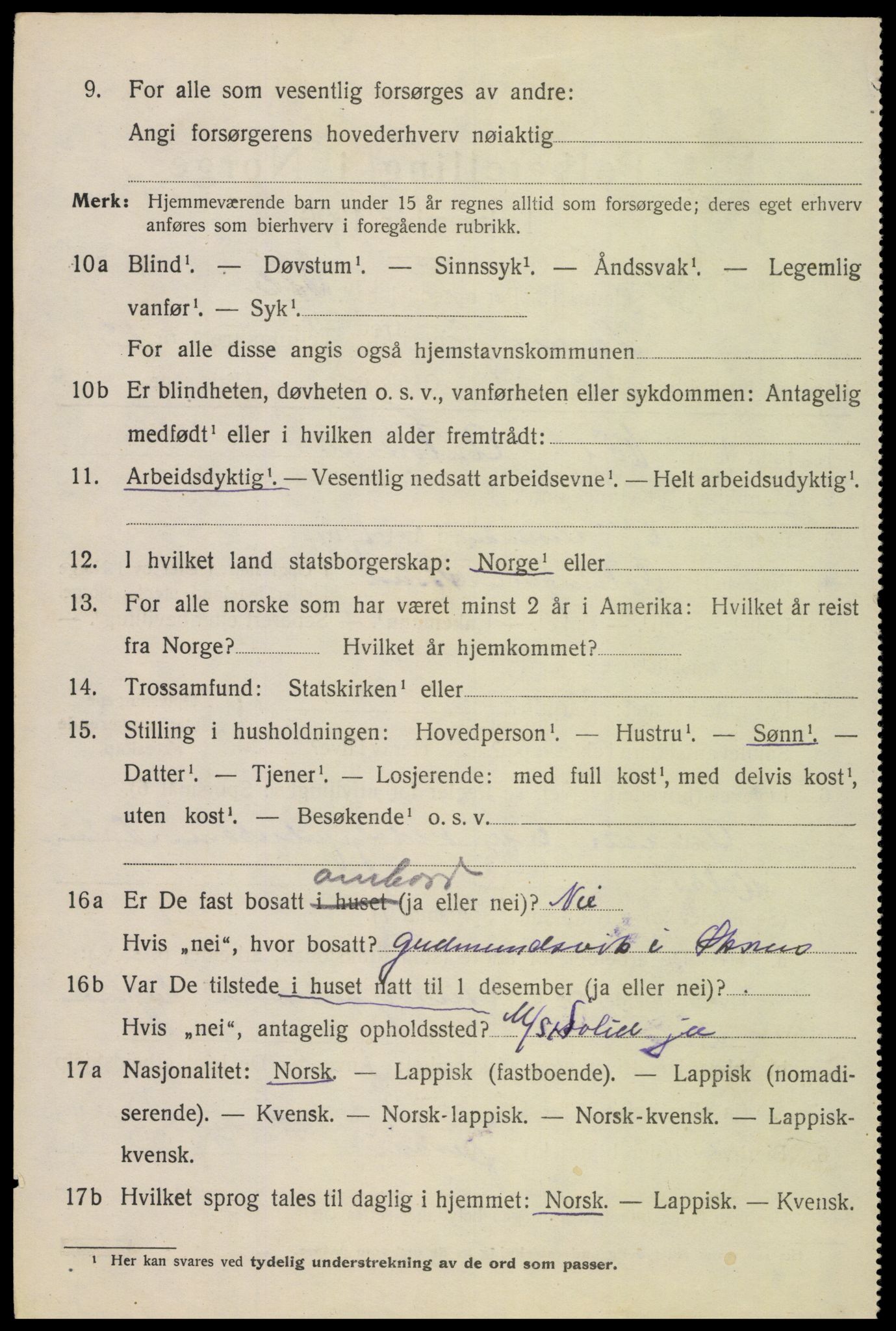 SAT, 1920 census for Øksnes, 1920, p. 2389