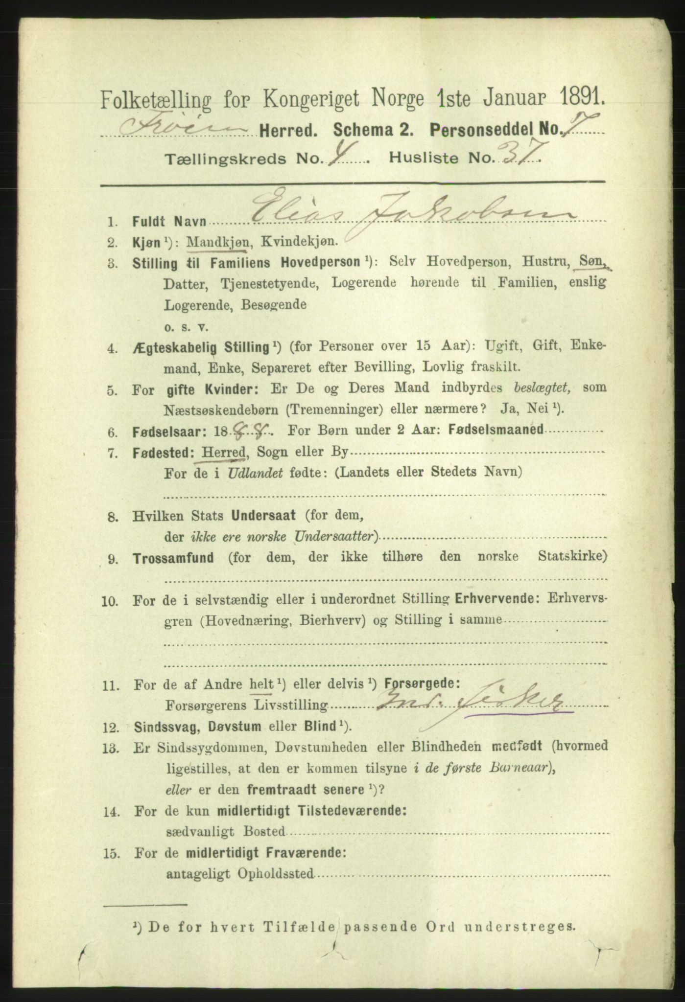 RA, 1891 census for 1619 Frøya, 1891, p. 3224