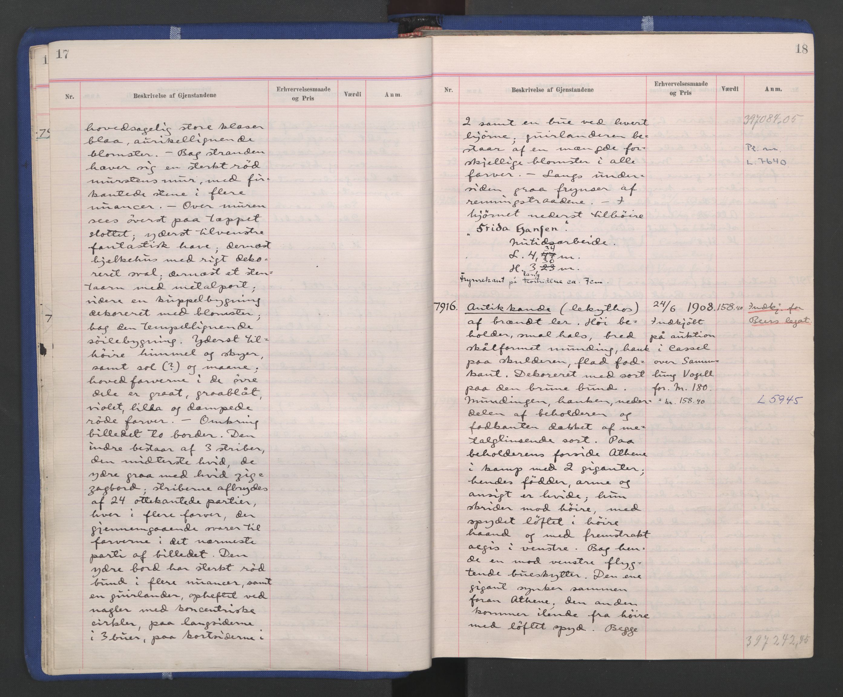 Kunstindustrimuseet i Oslo, NMFK/KIM-1001/A/Ae/L0007: Protokoll 7881-8660. Kunstindustrimuseets samlinger, 1909-1912, p. 12