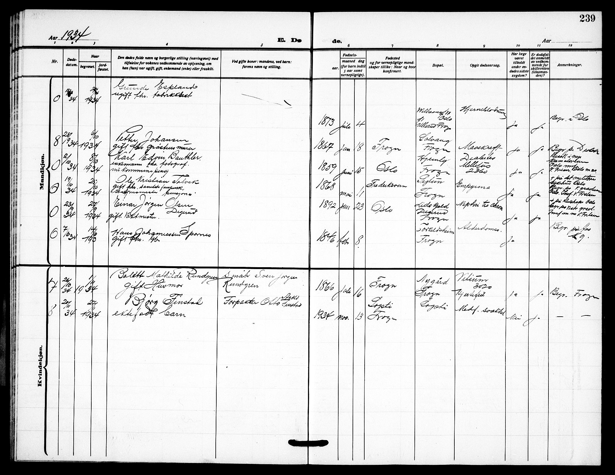 Drøbak prestekontor Kirkebøker, AV/SAO-A-10142a/G/Gb/L0002: Parish register (copy) no. II 2, 1919-1939, p. 239