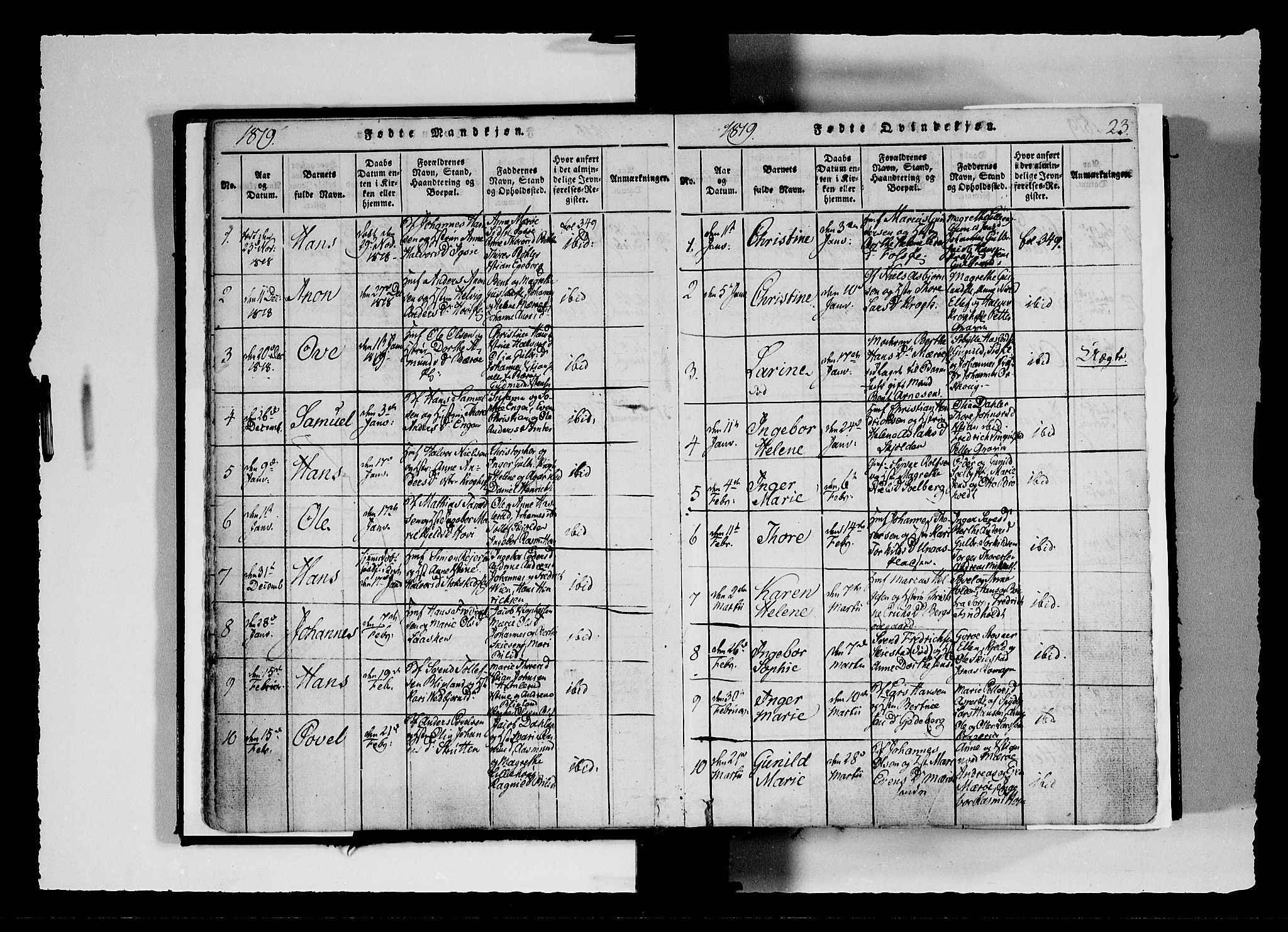 Hobøl prestekontor Kirkebøker, AV/SAO-A-2002/F/Fa/L0002: Parish register (official) no. I 2, 1814-1841, p. 23