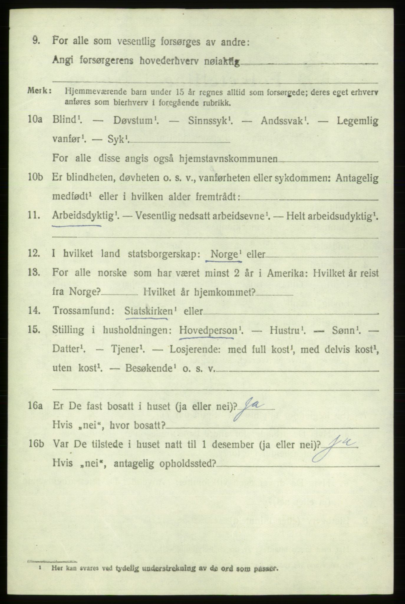 SAB, 1920 census for Stord, 1920, p. 3222