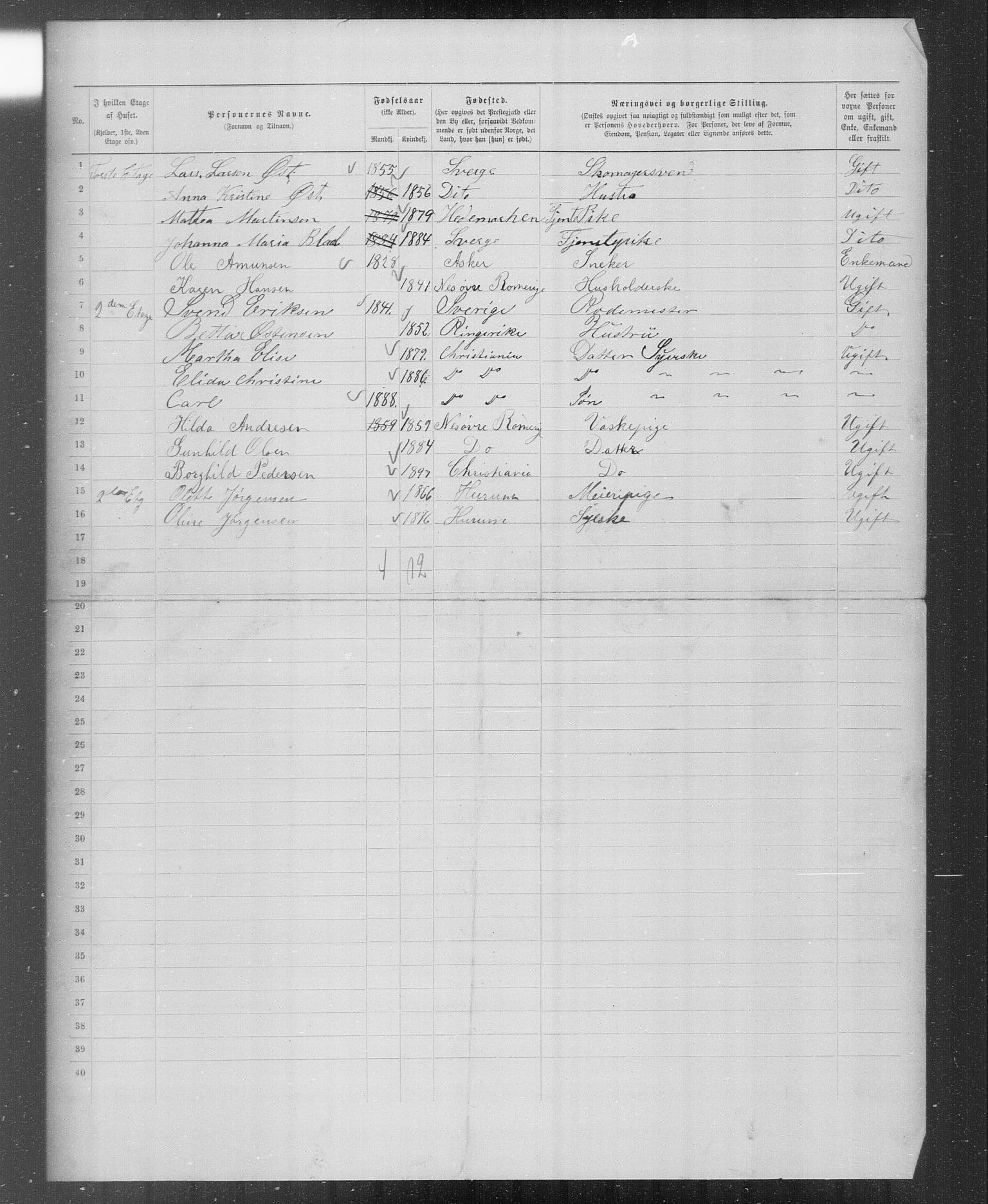 OBA, Municipal Census 1899 for Kristiania, 1899, p. 5423