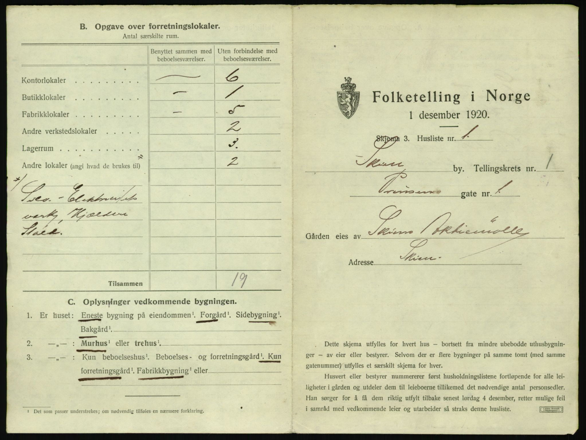 SAKO, 1920 census for Skien, 1920, p. 91