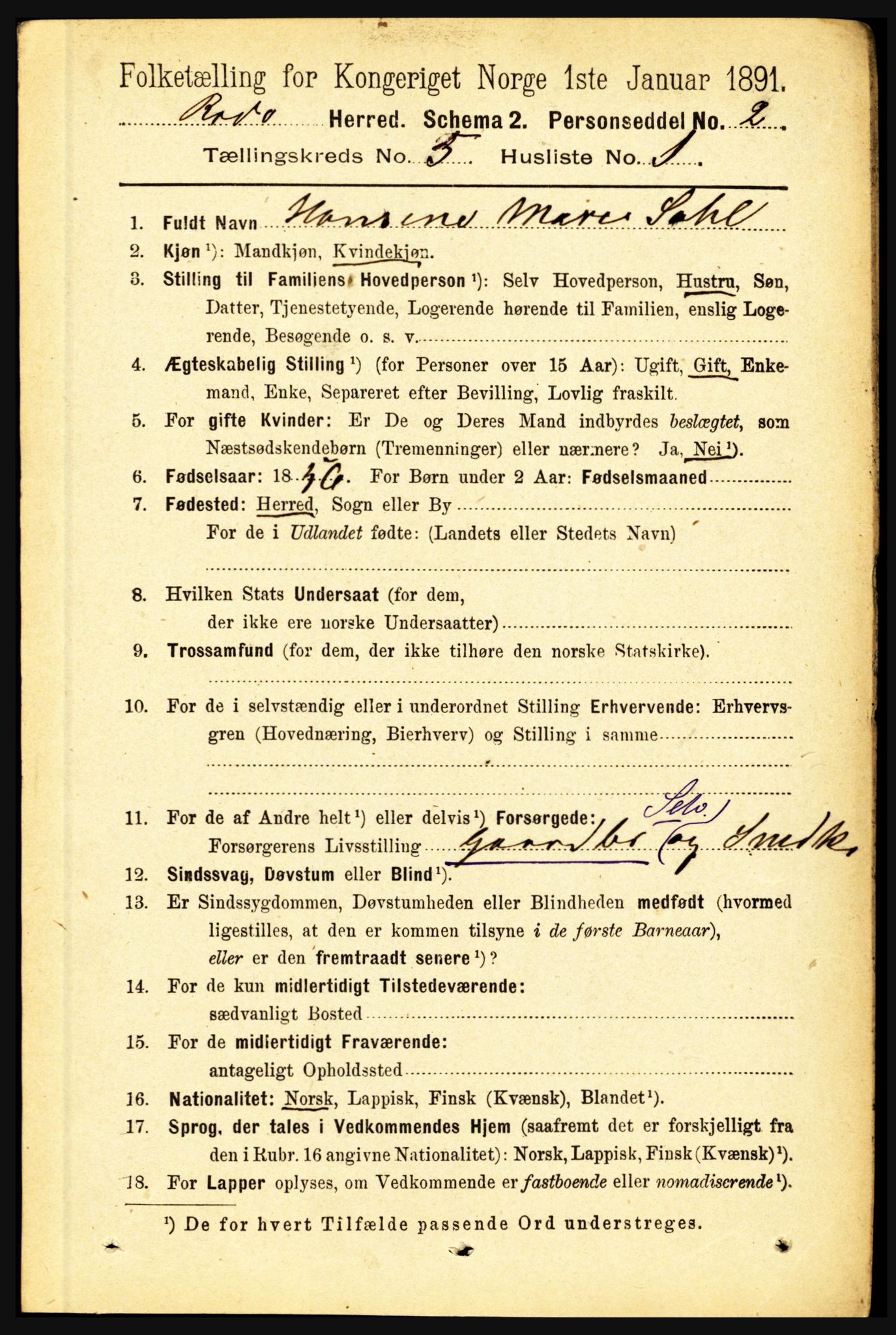 RA, 1891 census for 1836 Rødøy, 1891, p. 2432