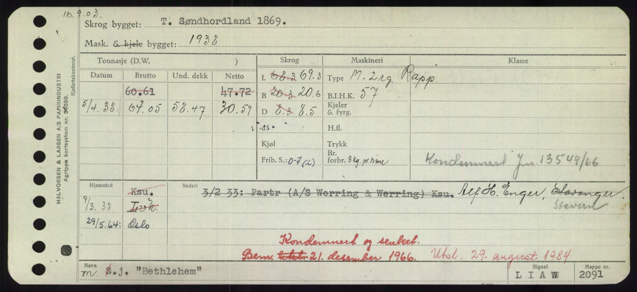 Sjøfartsdirektoratet med forløpere, Skipsmålingen, AV/RA-S-1627/H/Hd/L0003: Fartøy, B-Bev, p. 957