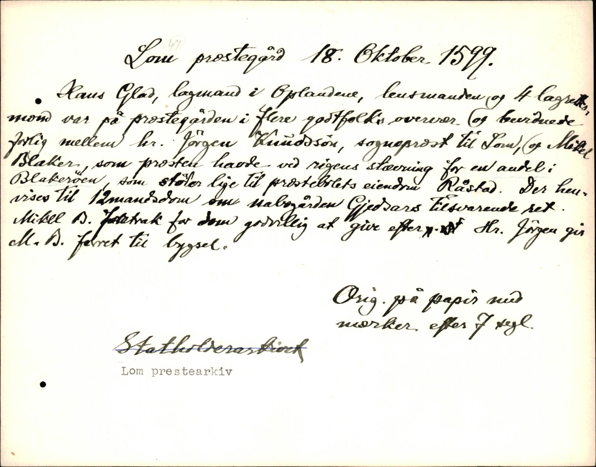 Riksarkivets diplomsamling, AV/RA-EA-5965/F35/F35k/L0002: Regestsedler: Prestearkiver fra Hedmark, Oppland, Buskerud og Vestfold, p. 105