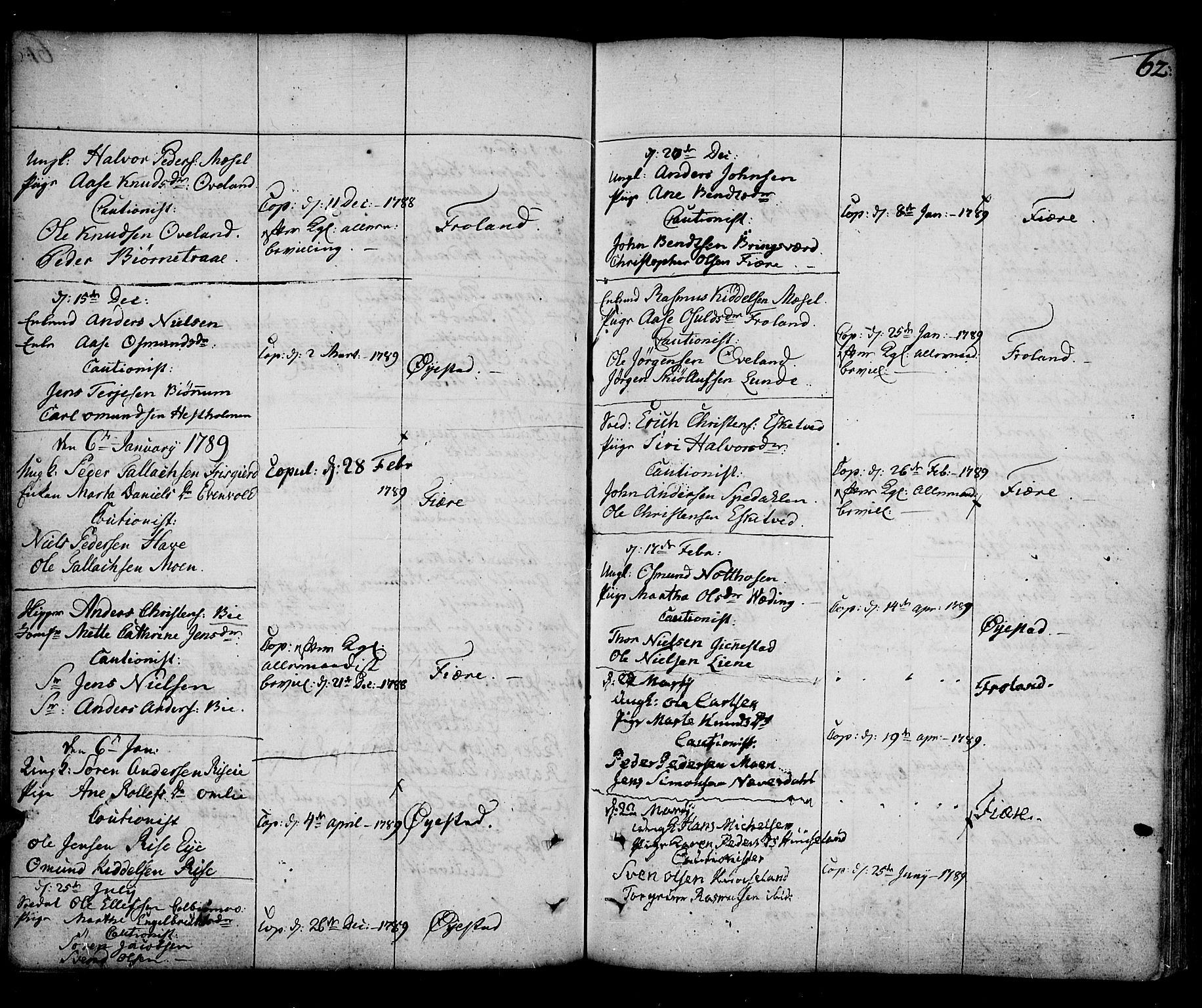 Øyestad sokneprestkontor, SAK/1111-0049/F/Fa/L0009: Parish register (official) no. A 9, 1778-1808, p. 62