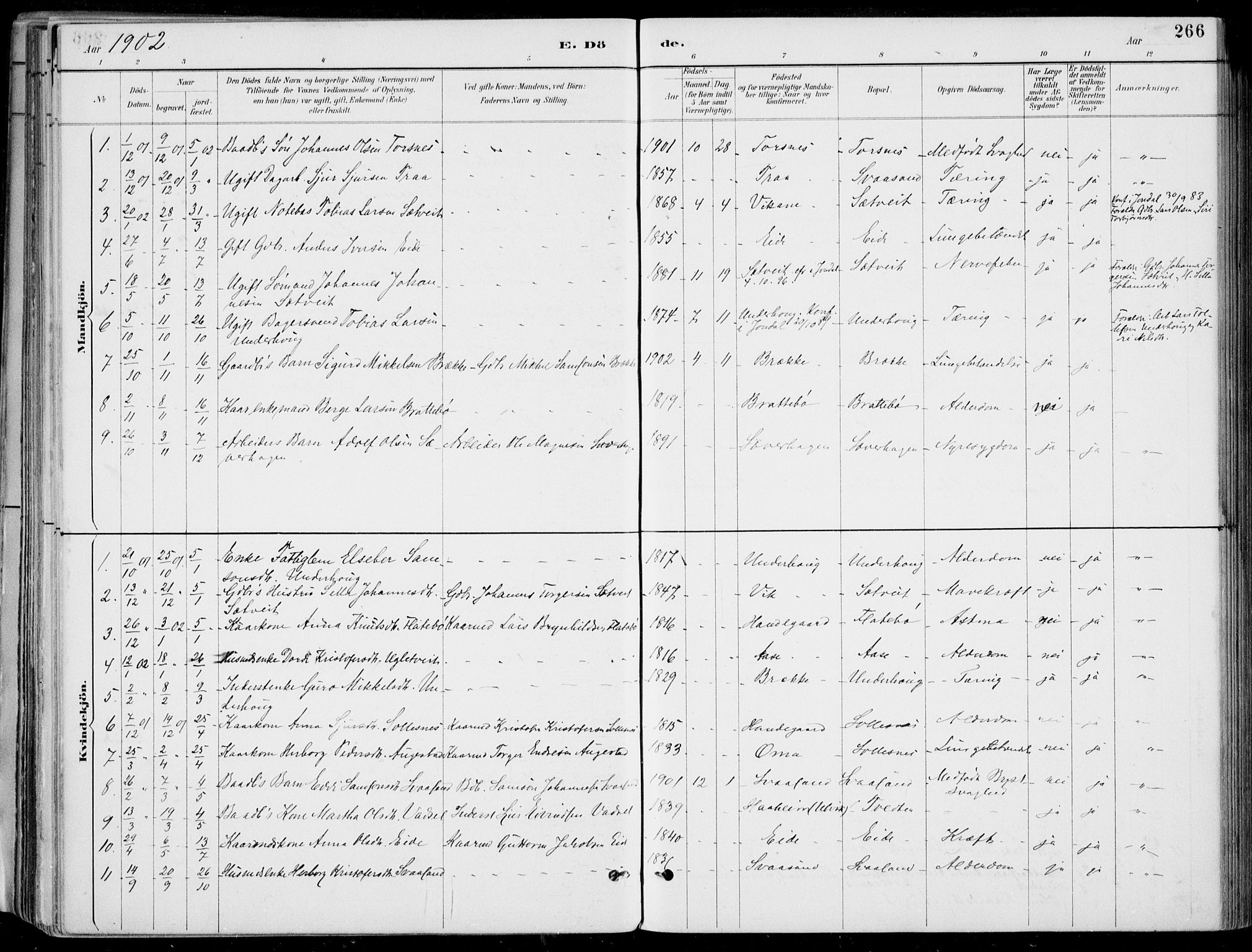 Strandebarm sokneprestembete, SAB/A-78401/H/Haa: Parish register (official) no. E  1, 1886-1908, p. 266