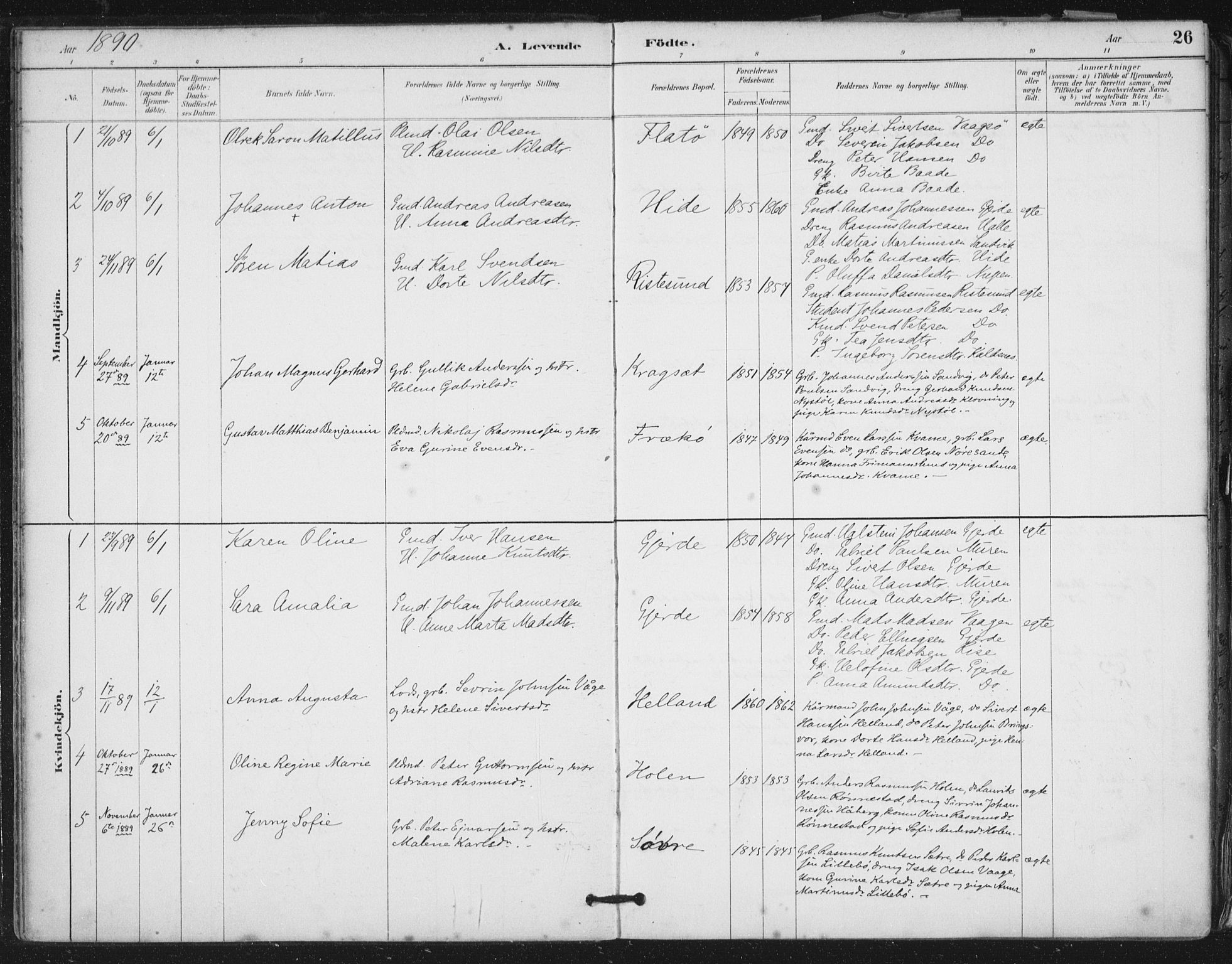 Ministerialprotokoller, klokkerbøker og fødselsregistre - Møre og Romsdal, SAT/A-1454/503/L0037: Parish register (official) no. 503A05, 1884-1900, p. 26