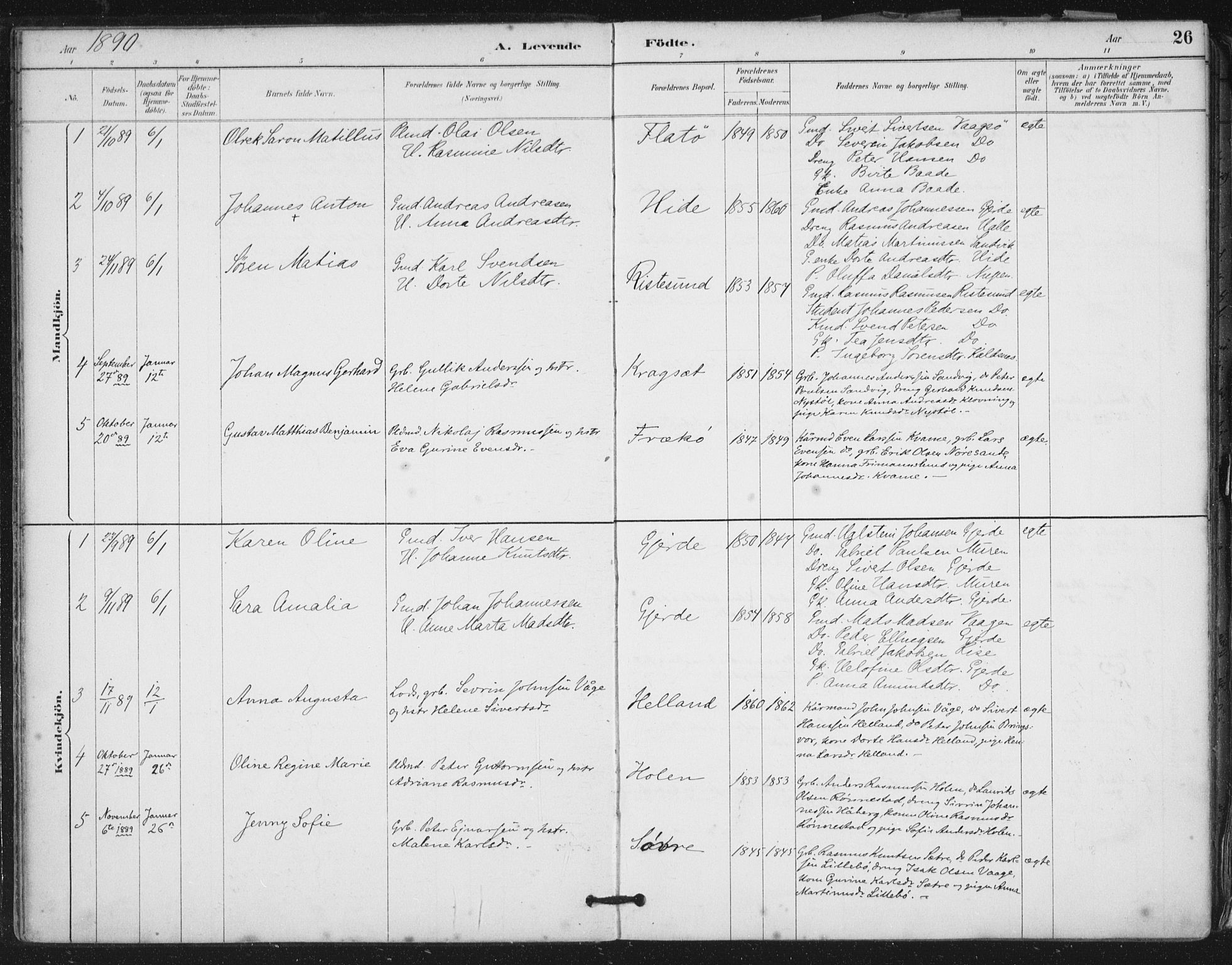 Ministerialprotokoller, klokkerbøker og fødselsregistre - Møre og Romsdal, AV/SAT-A-1454/503/L0037: Parish register (official) no. 503A05, 1884-1900, p. 26