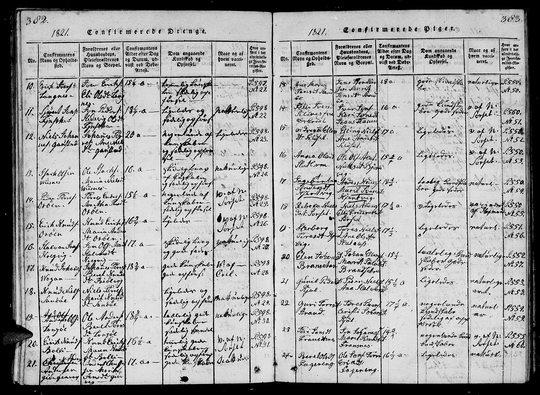 Ministerialprotokoller, klokkerbøker og fødselsregistre - Møre og Romsdal, AV/SAT-A-1454/570/L0831: Parish register (official) no. 570A05, 1819-1829, p. 382-383