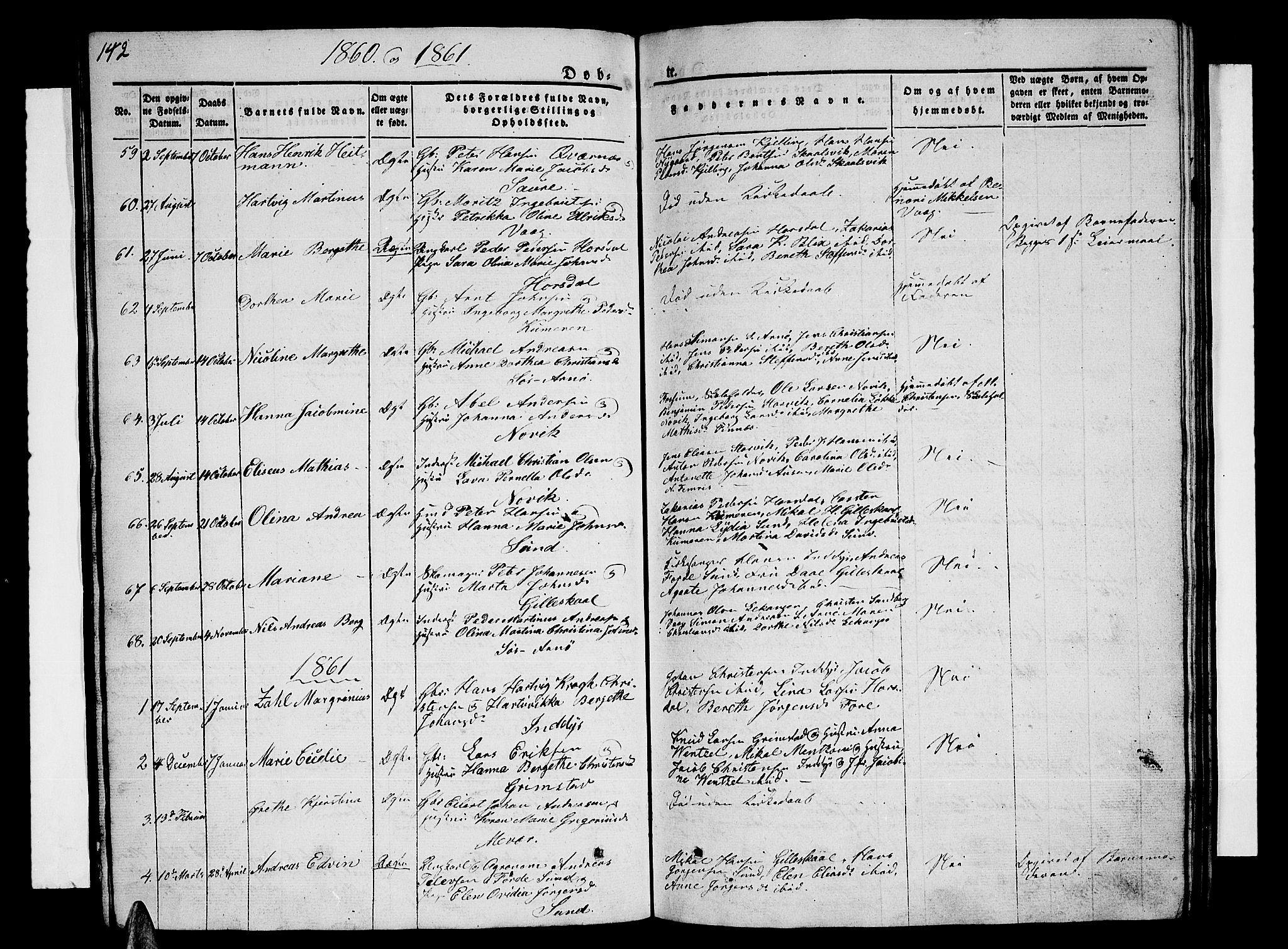 Ministerialprotokoller, klokkerbøker og fødselsregistre - Nordland, SAT/A-1459/805/L0106: Parish register (copy) no. 805C02, 1841-1861, p. 142