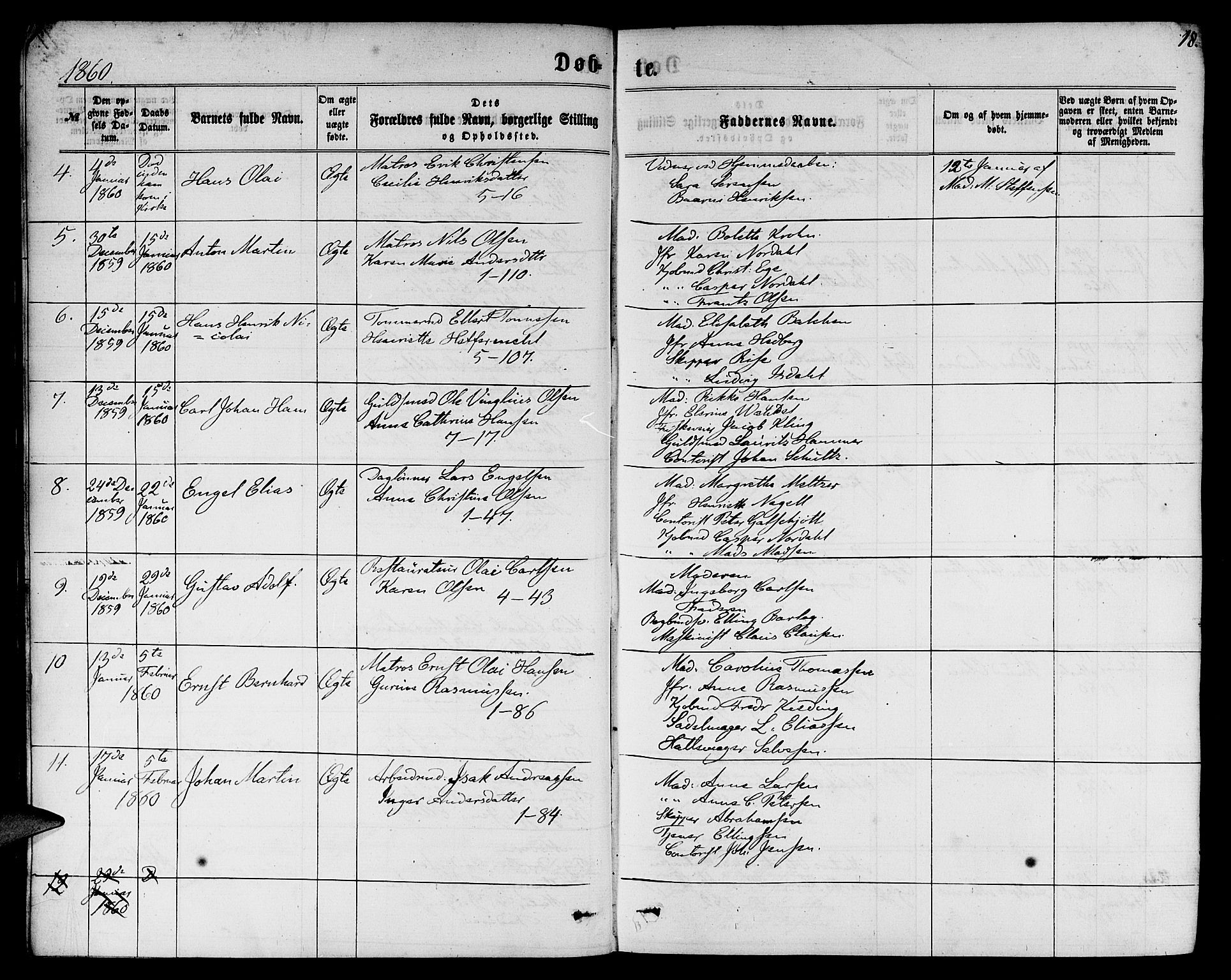 Nykirken Sokneprestembete, AV/SAB-A-77101/H/Hab: Parish register (copy) no. B 2, 1859-1868, p. 18