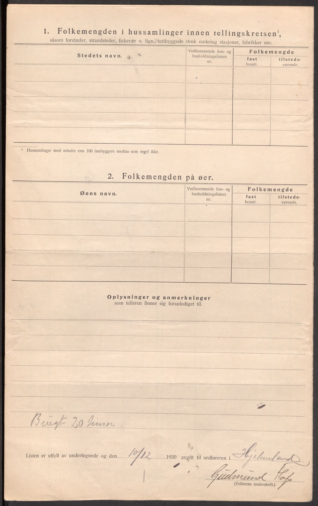 SAST, 1920 census for Hjelmeland, 1920, p. 31