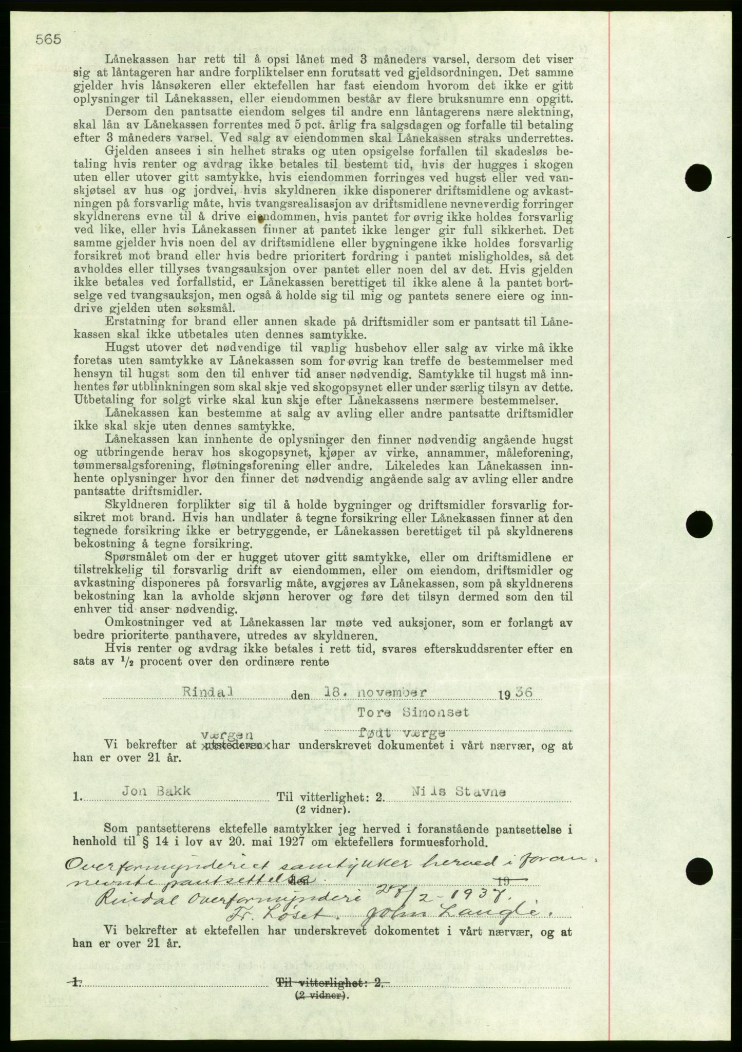 Nordmøre sorenskriveri, AV/SAT-A-4132/1/2/2Ca/L0090: Mortgage book no. B80, 1936-1937, Diary no: : 2800/1936