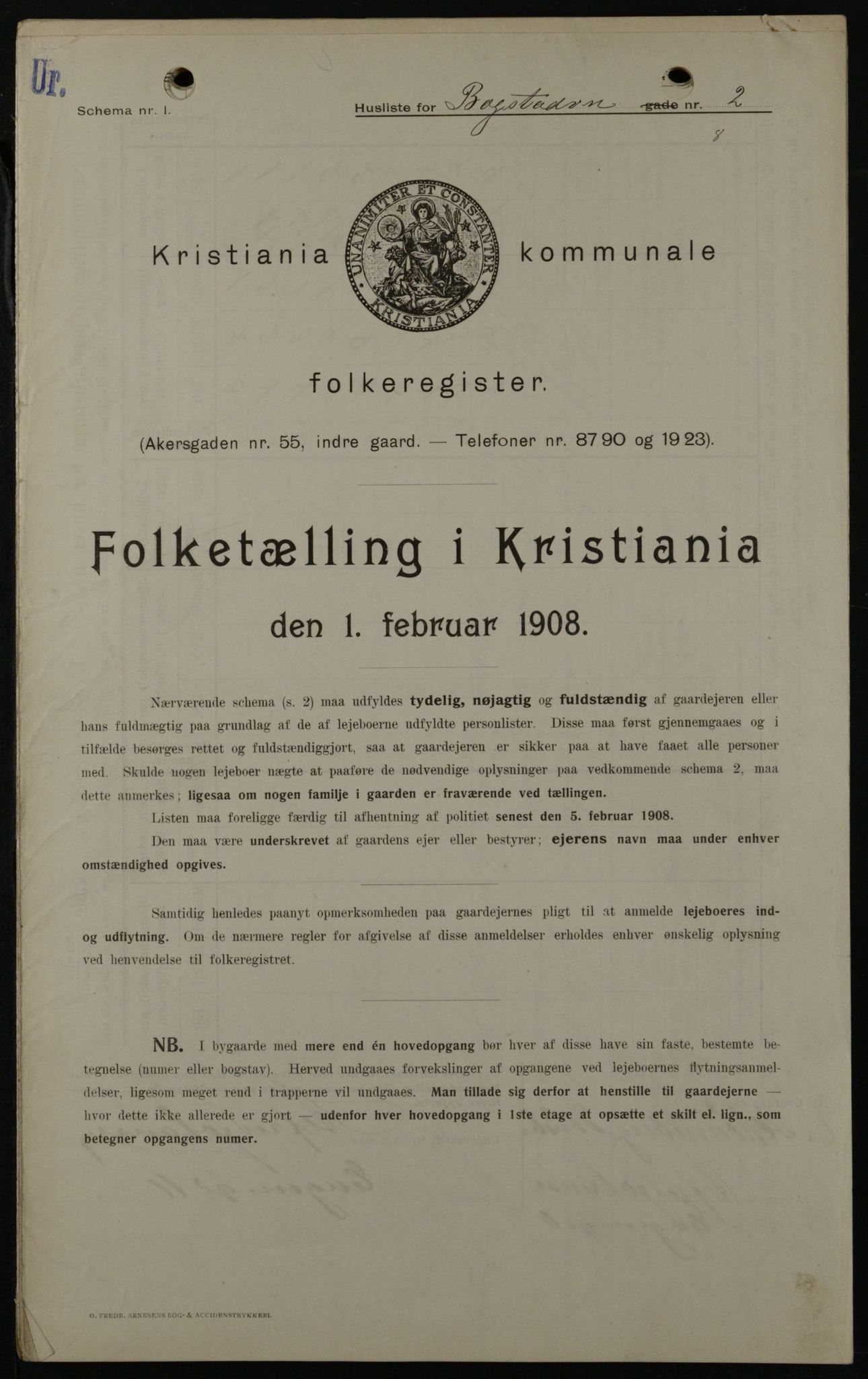 OBA, Municipal Census 1908 for Kristiania, 1908, p. 6611
