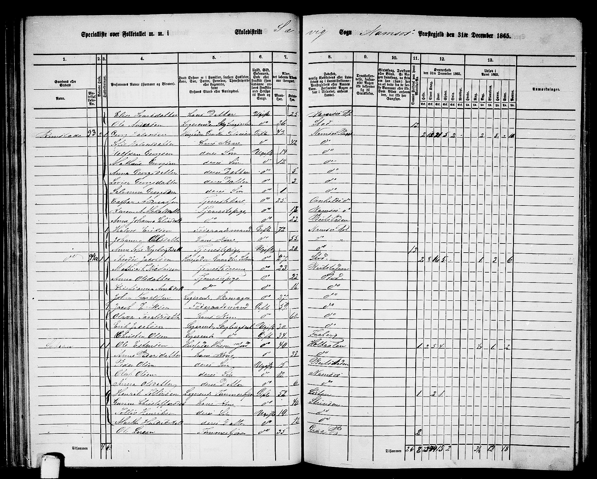 RA, 1865 census for Namsos/Vemundvik og Sævik, 1865, p. 64