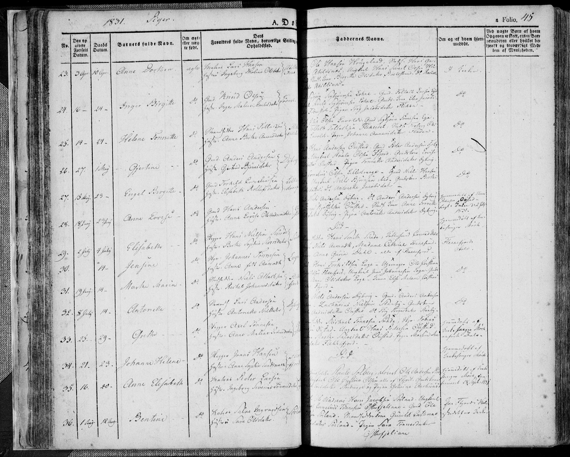 Flekkefjord sokneprestkontor, AV/SAK-1111-0012/F/Fa/Fac/L0003: Parish register (official) no. A 3, 1826-1841, p. 45