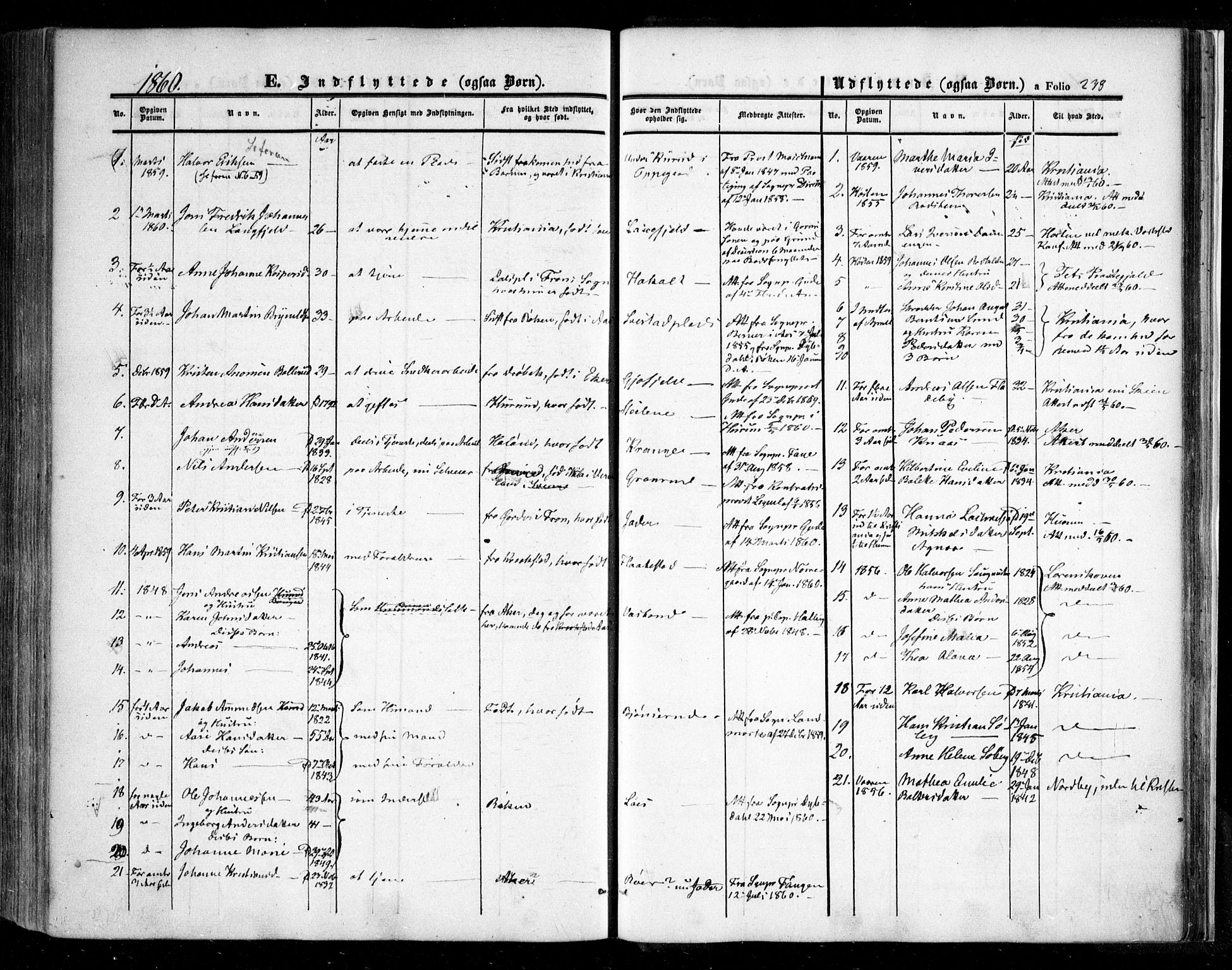 Nesodden prestekontor Kirkebøker, AV/SAO-A-10013/F/Fa/L0007: Parish register (official) no. I 7, 1848-1868, p. 238