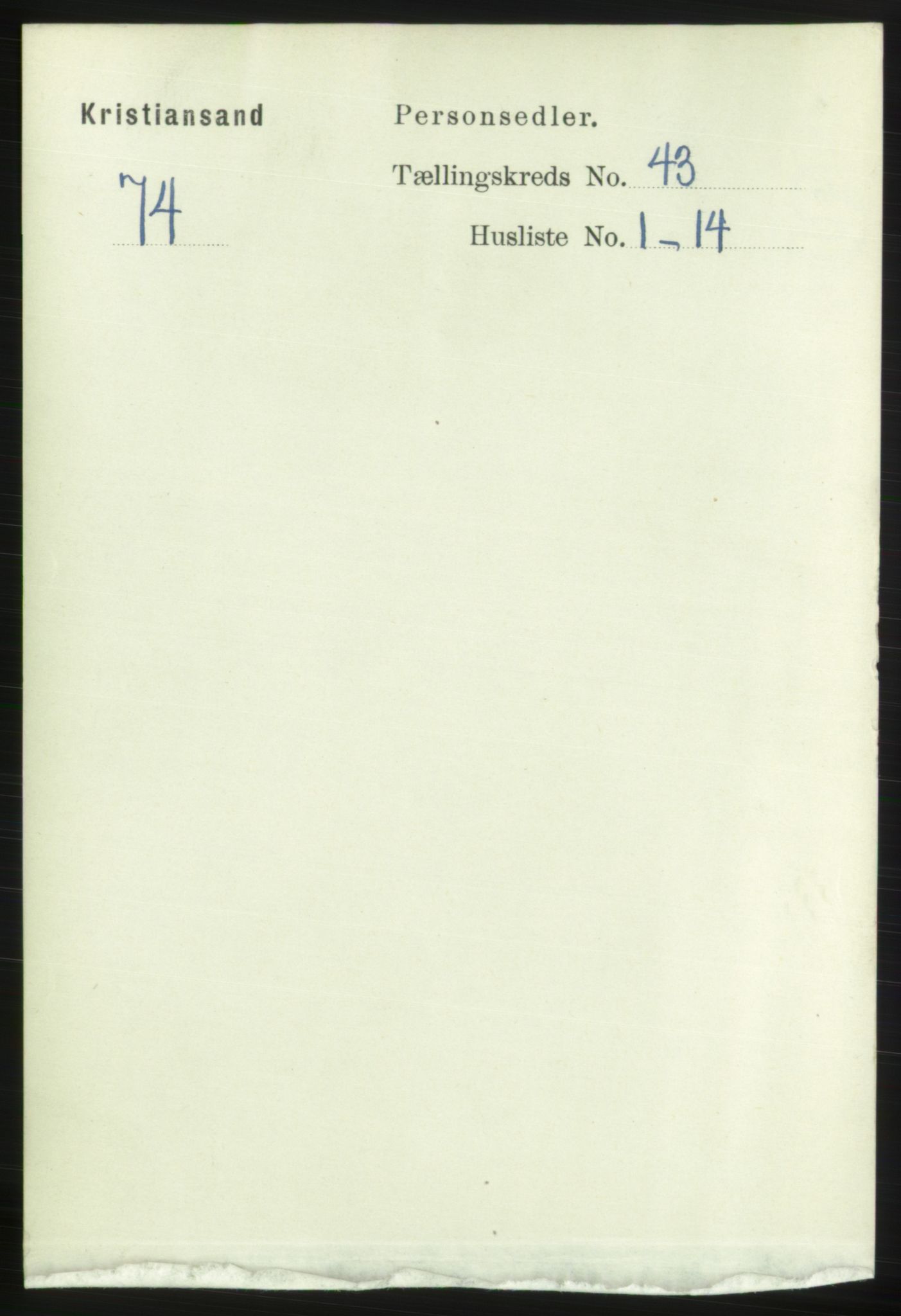 RA, 1891 census for 1001 Kristiansand, 1891, p. 13172