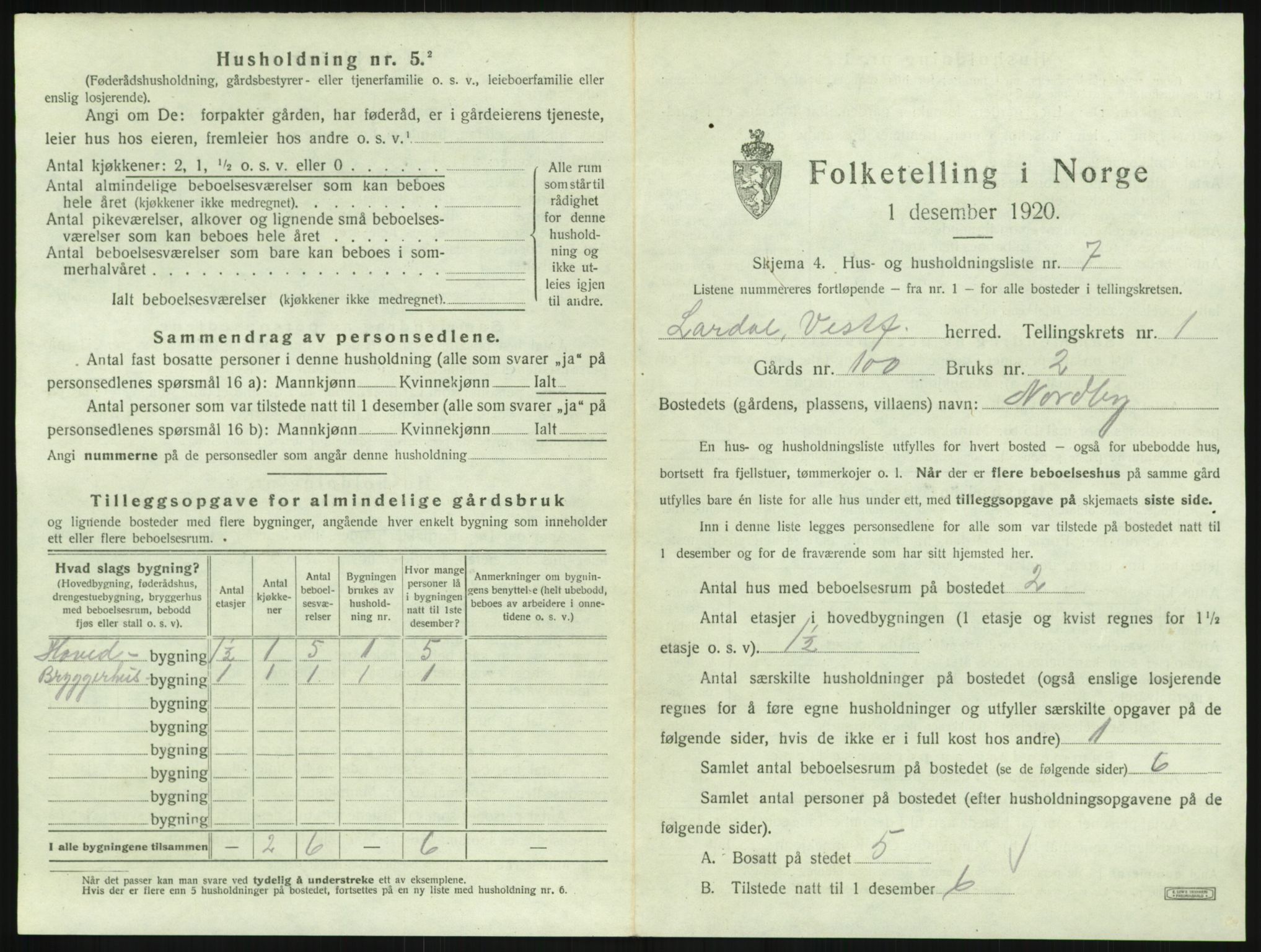 SAKO, 1920 census for Lardal, 1920, p. 51