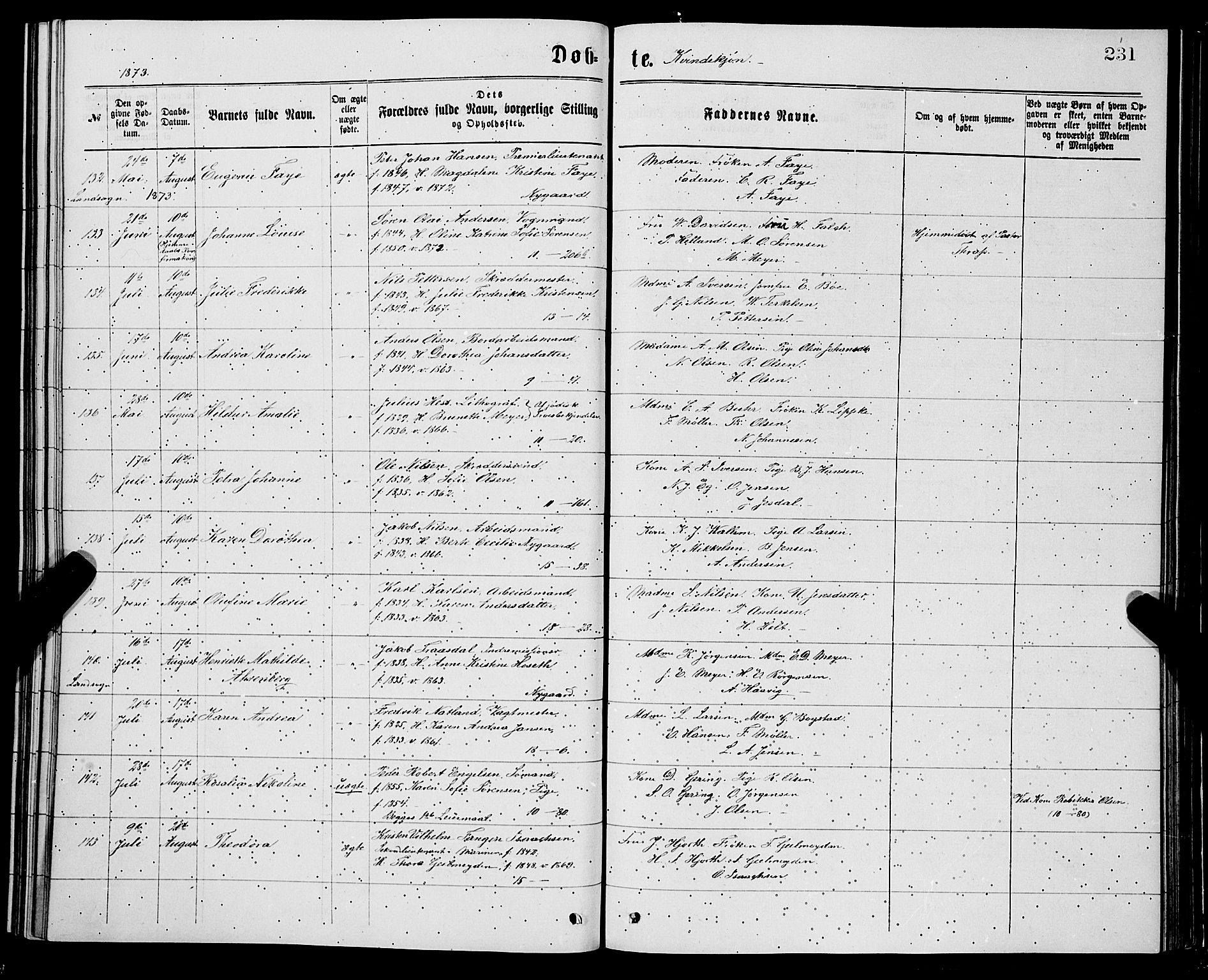 Domkirken sokneprestembete, AV/SAB-A-74801/H/Hab/L0013: Parish register (copy) no. B 6, 1869-1876, p. 231