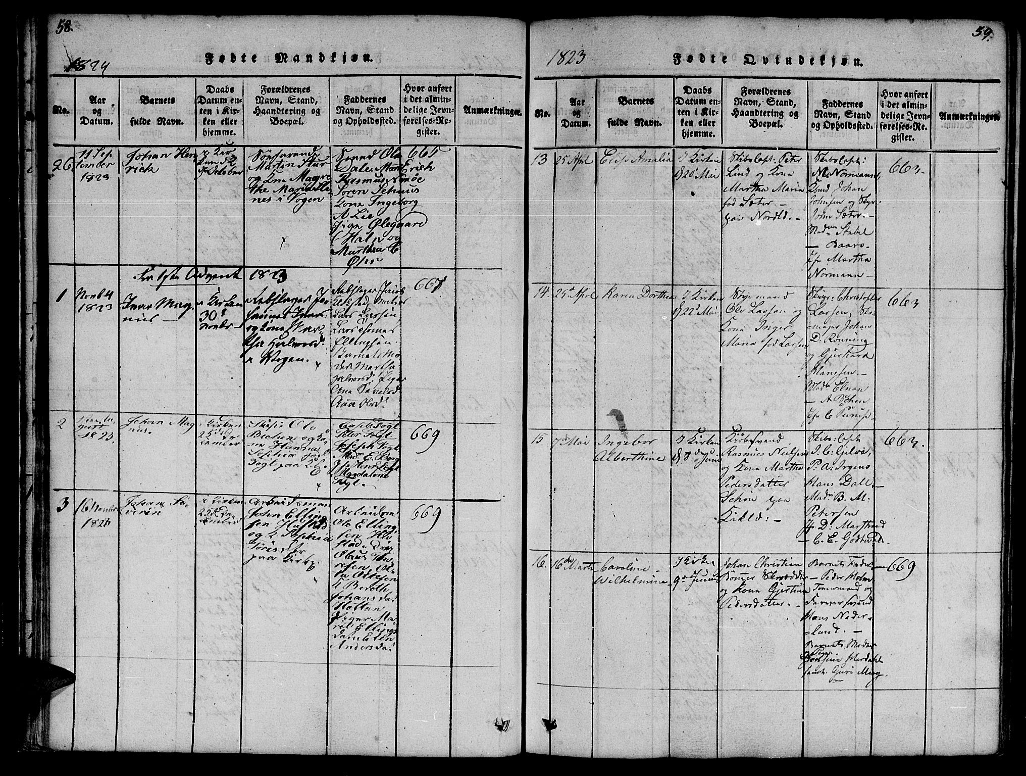 Ministerialprotokoller, klokkerbøker og fødselsregistre - Møre og Romsdal, SAT/A-1454/572/L0842: Parish register (official) no. 572A05, 1819-1832, p. 58-59