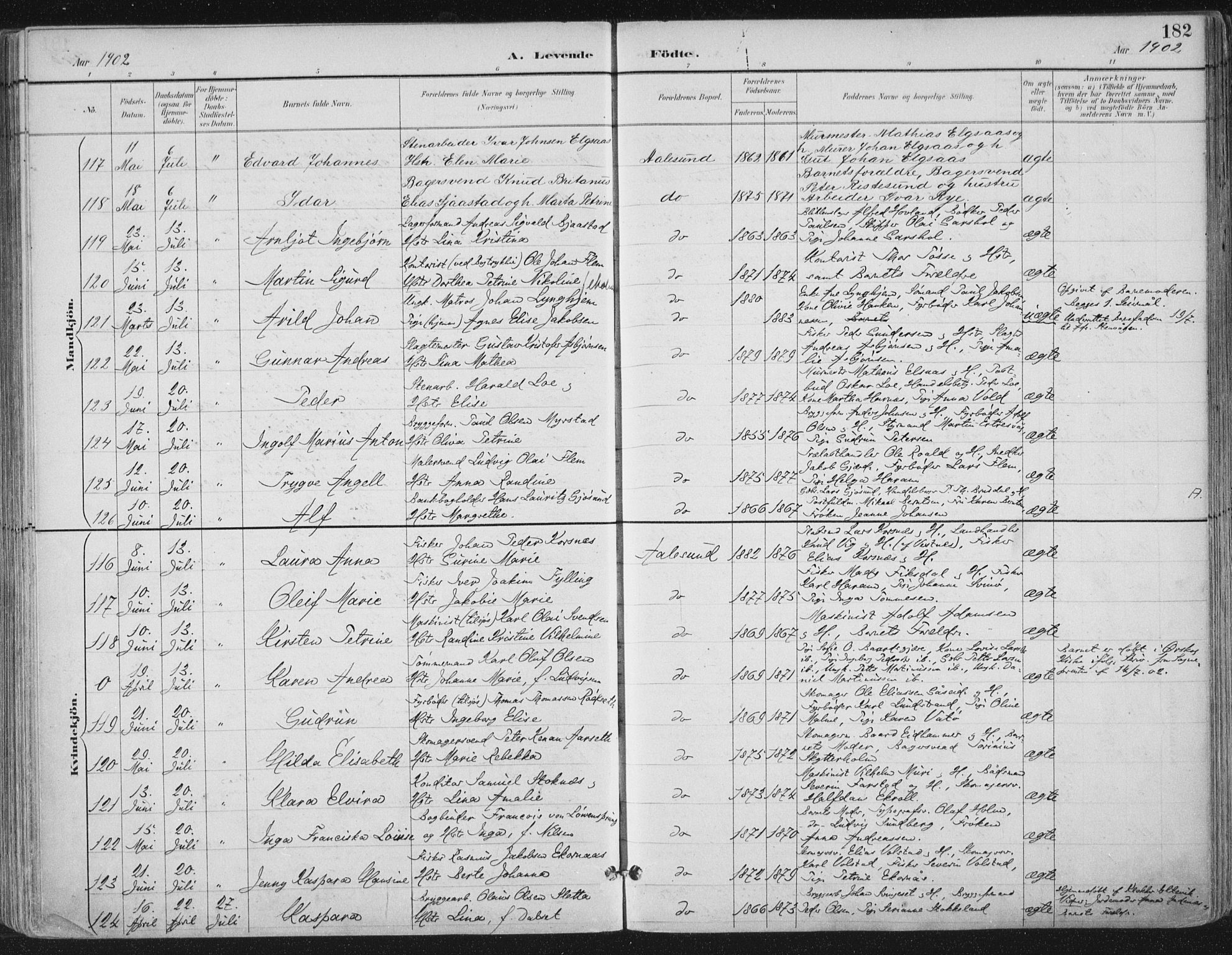 Ministerialprotokoller, klokkerbøker og fødselsregistre - Møre og Romsdal, AV/SAT-A-1454/529/L0456: Parish register (official) no. 529A06, 1894-1906, p. 182