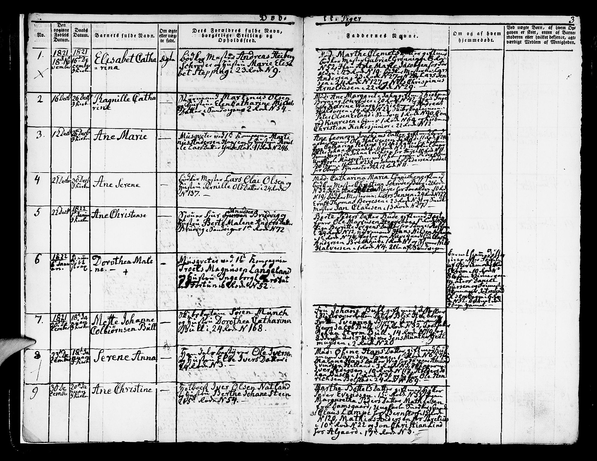 Korskirken sokneprestembete, AV/SAB-A-76101/H/Hab: Parish register (copy) no. A 3, 1821-1831, p. 3