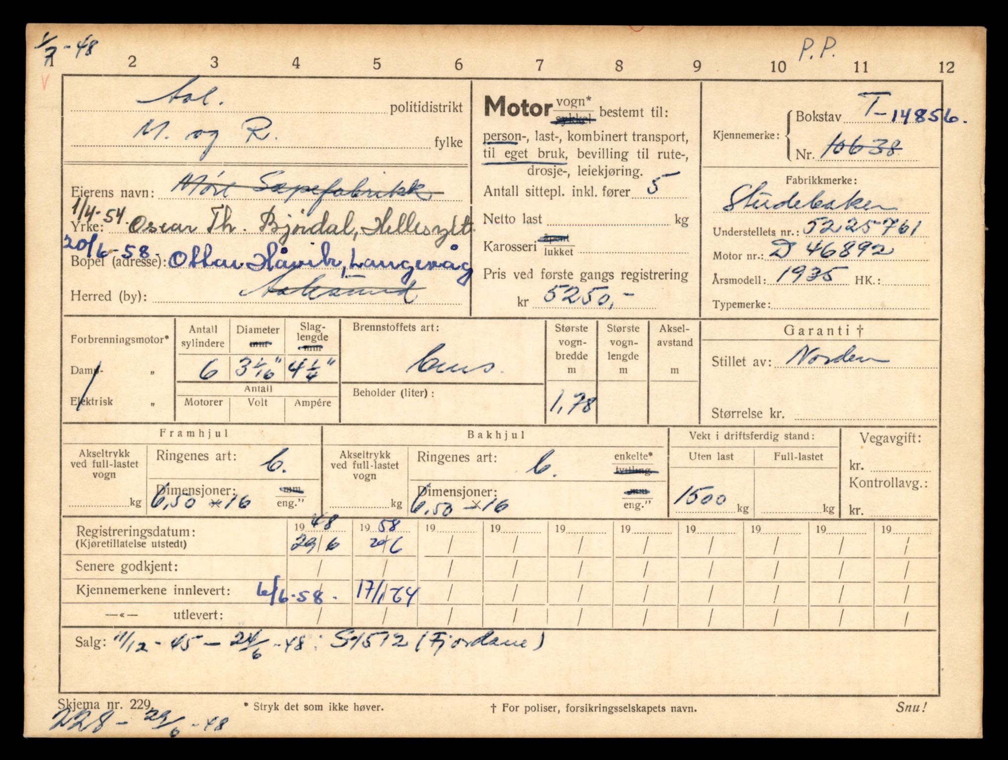 Møre og Romsdal vegkontor - Ålesund trafikkstasjon, AV/SAT-A-4099/F/Fe/L0048: Registreringskort for kjøretøy T 14721 - T 14863, 1927-1998, p. 3125
