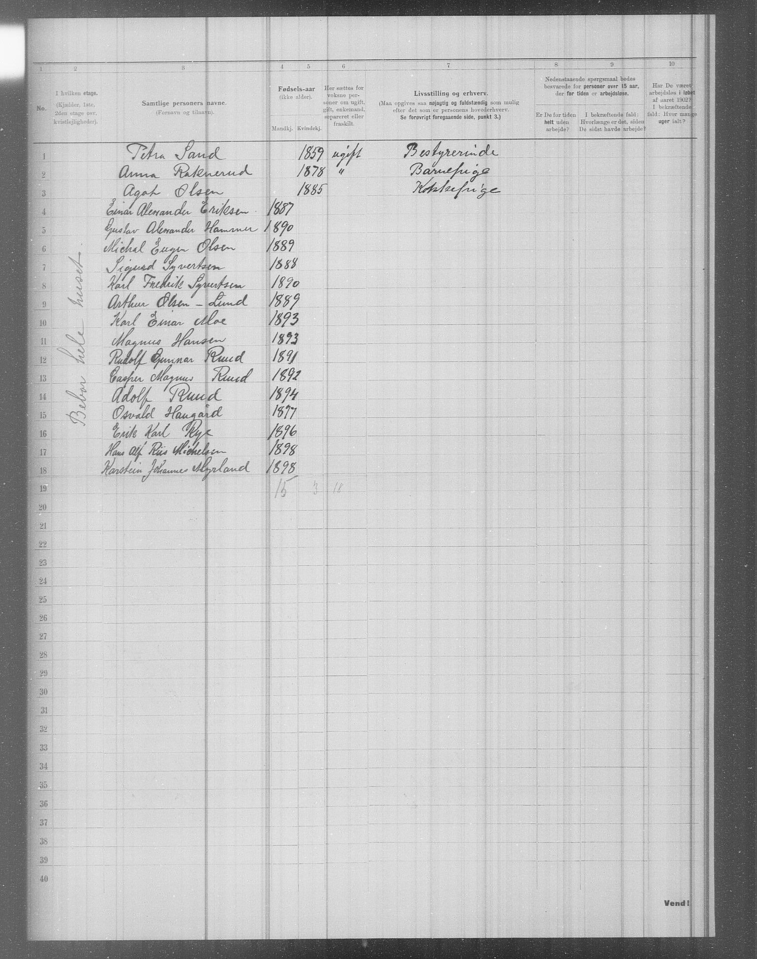 OBA, Municipal Census 1902 for Kristiania, 1902, p. 4538