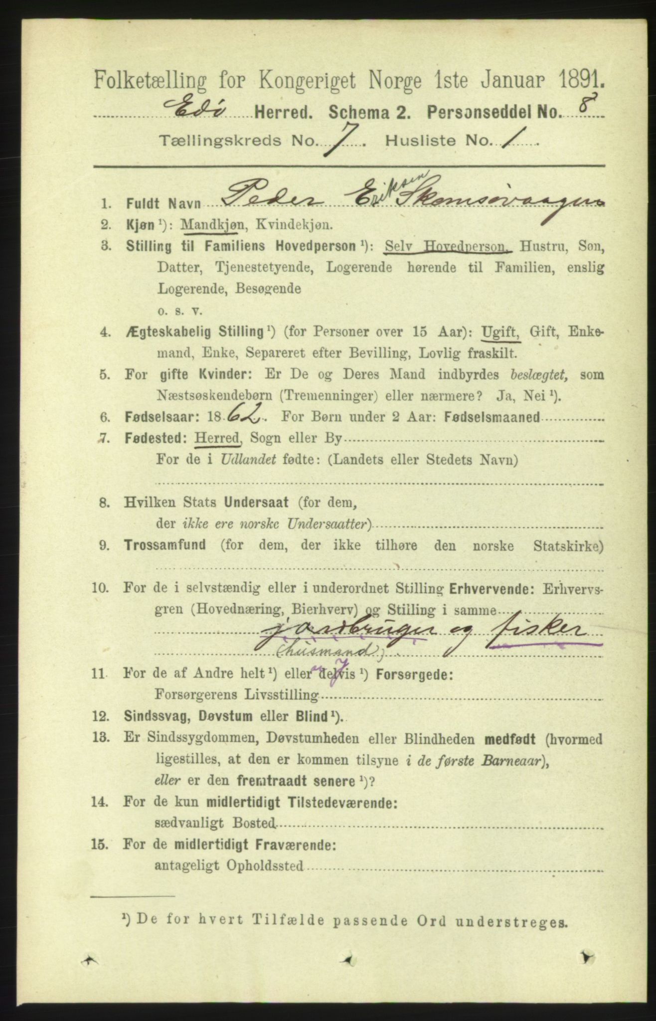 RA, 1891 census for 1573 Edøy, 1891, p. 1593