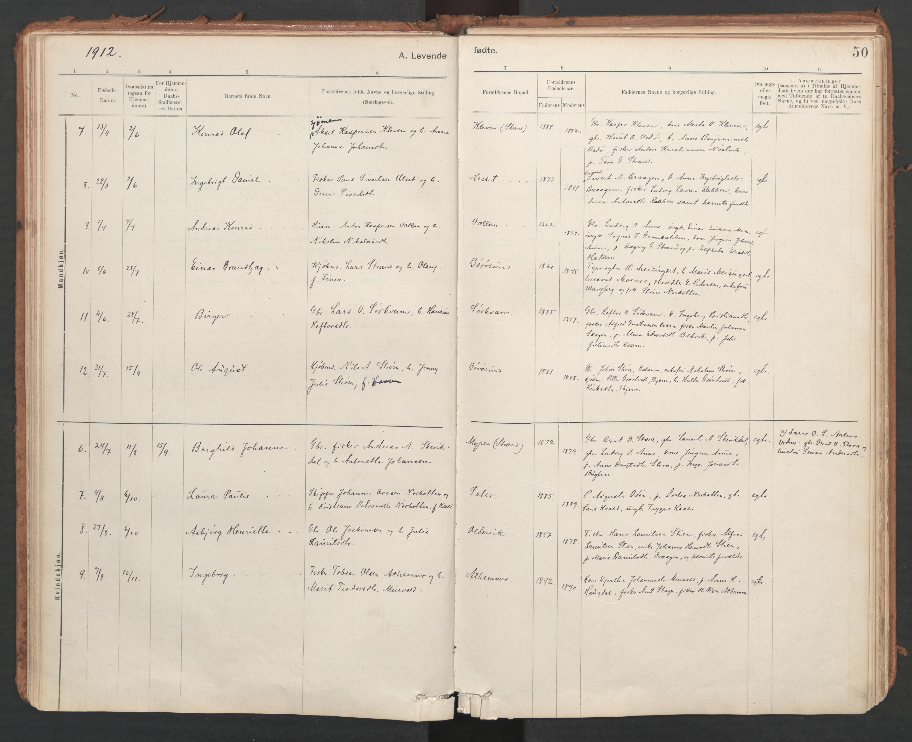 Ministerialprotokoller, klokkerbøker og fødselsregistre - Sør-Trøndelag, SAT/A-1456/639/L0572: Parish register (official) no. 639A01, 1890-1920, p. 50