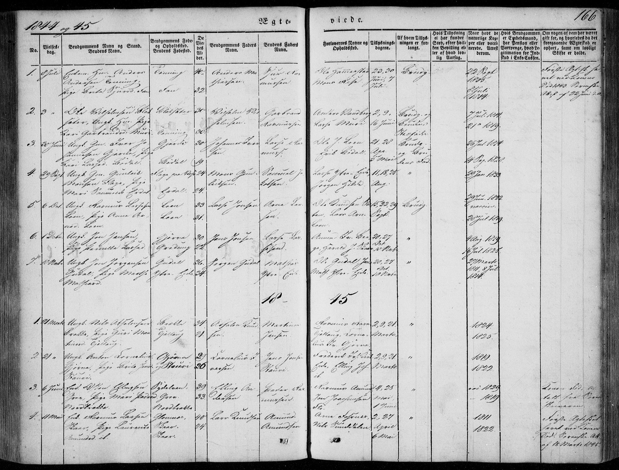 Stryn Sokneprestembete, SAB/A-82501: Parish register (official) no. A 2, 1844-1861, p. 166