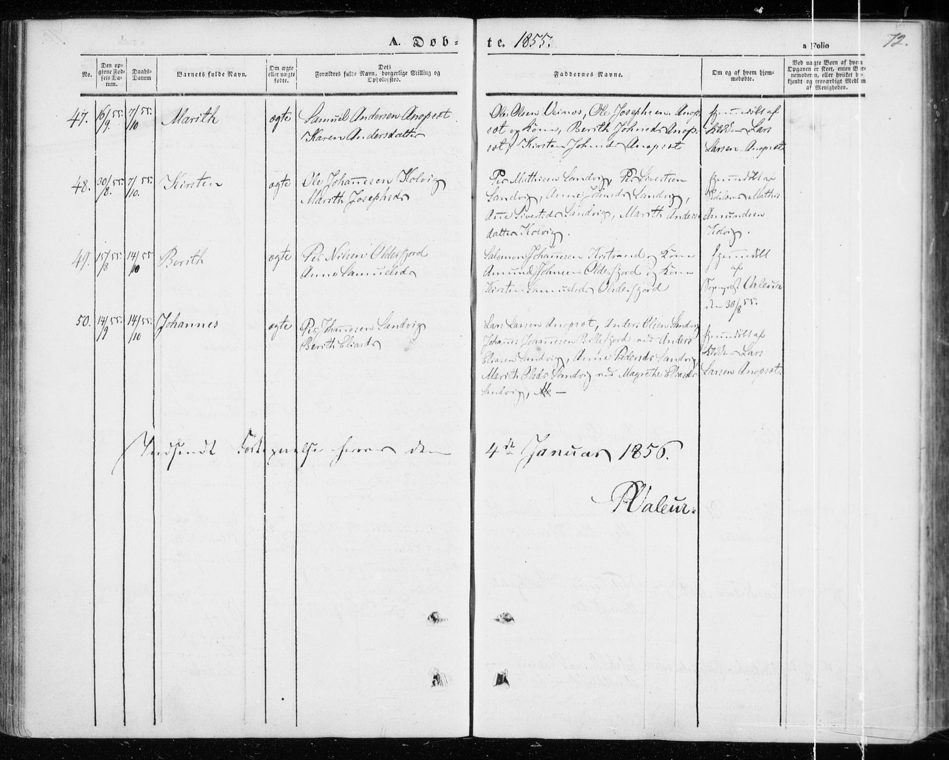 Kistrand/Porsanger sokneprestembete, SATØ/S-1351/H/Ha/L0004.kirke: Parish register (official) no. 4, 1843-1860, p. 72