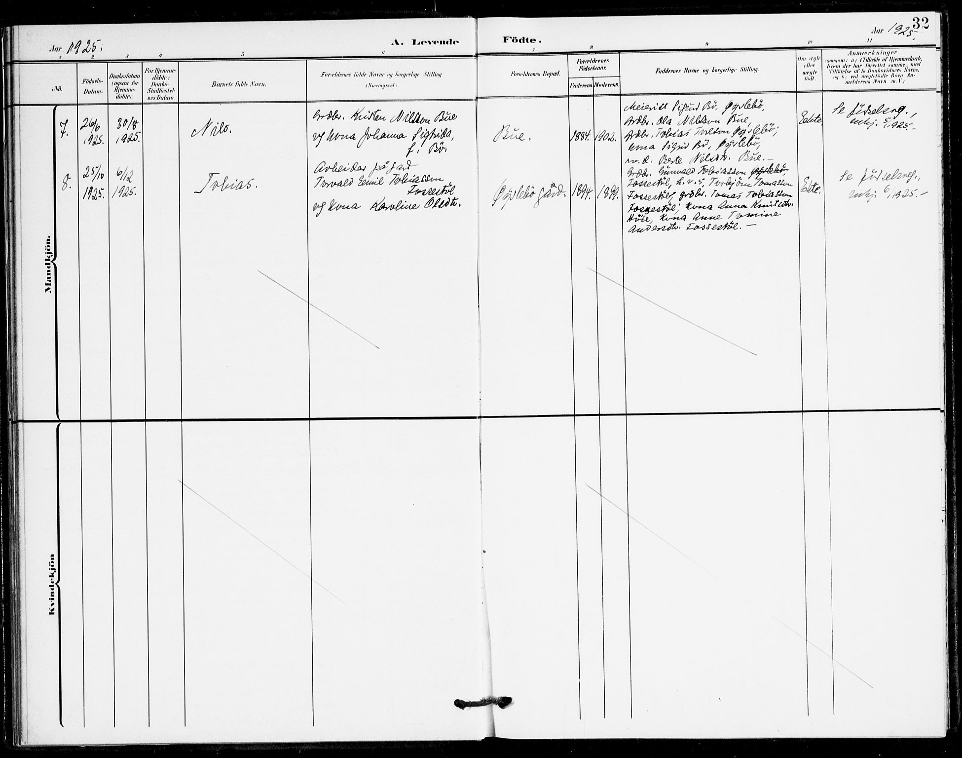 Holum sokneprestkontor, AV/SAK-1111-0022/F/Fa/Fac/L0005: Parish register (official) no. A 5, 1908-1930, p. 32