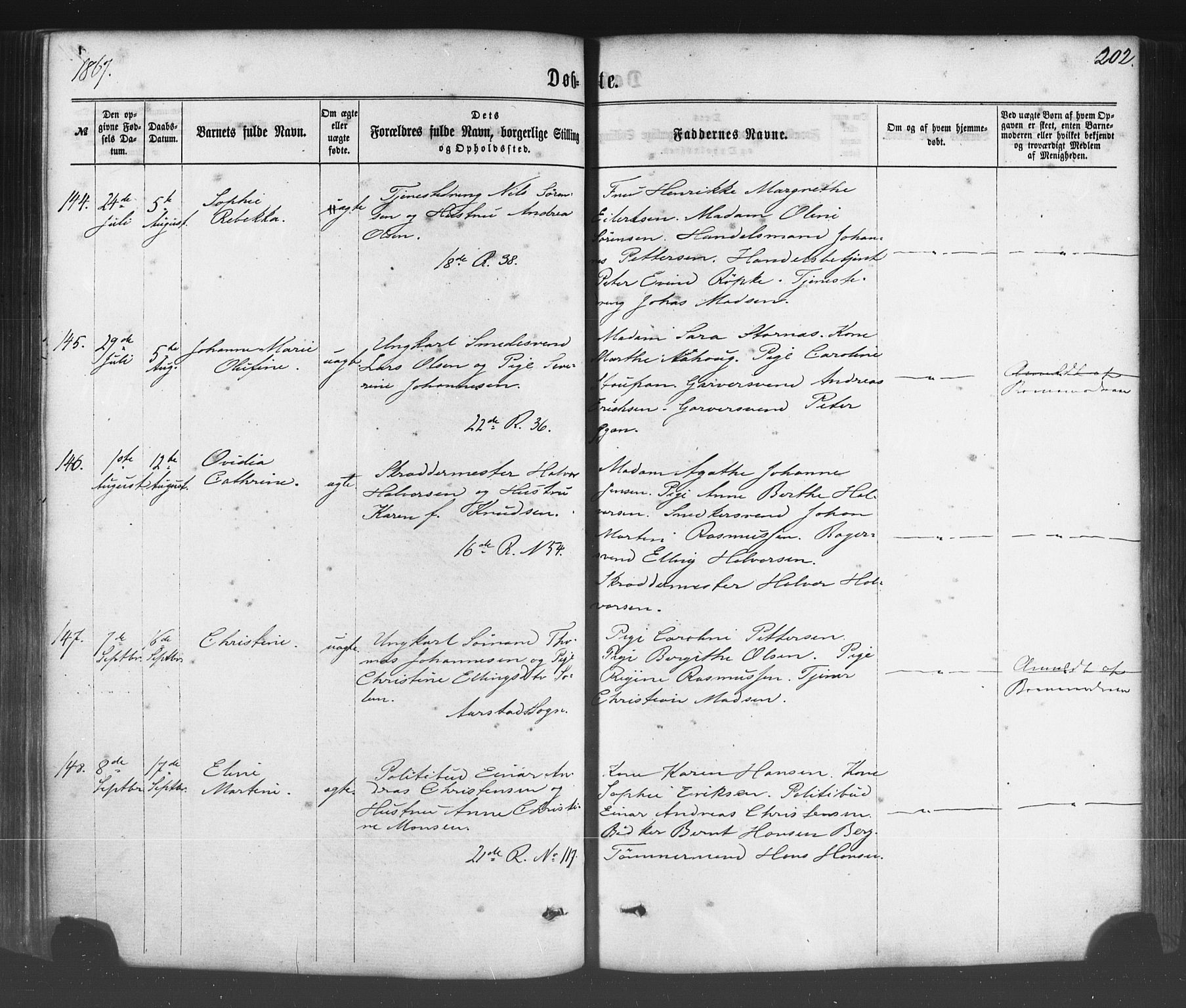 Fødselsstiftelsens sokneprestembete*, SAB/-: Parish register (official) no. A 1, 1863-1883, p. 202