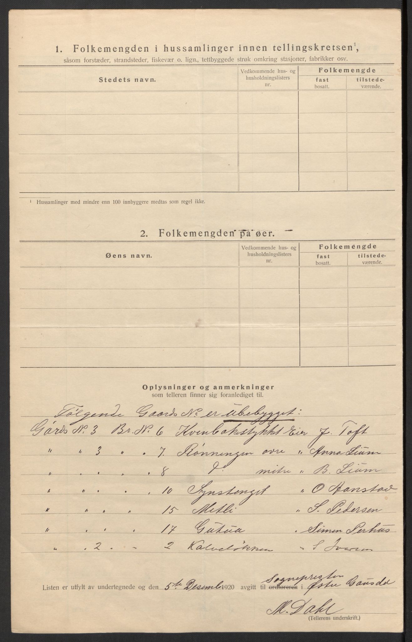 SAH, 1920 census for Østre Gausdal, 1920, p. 40