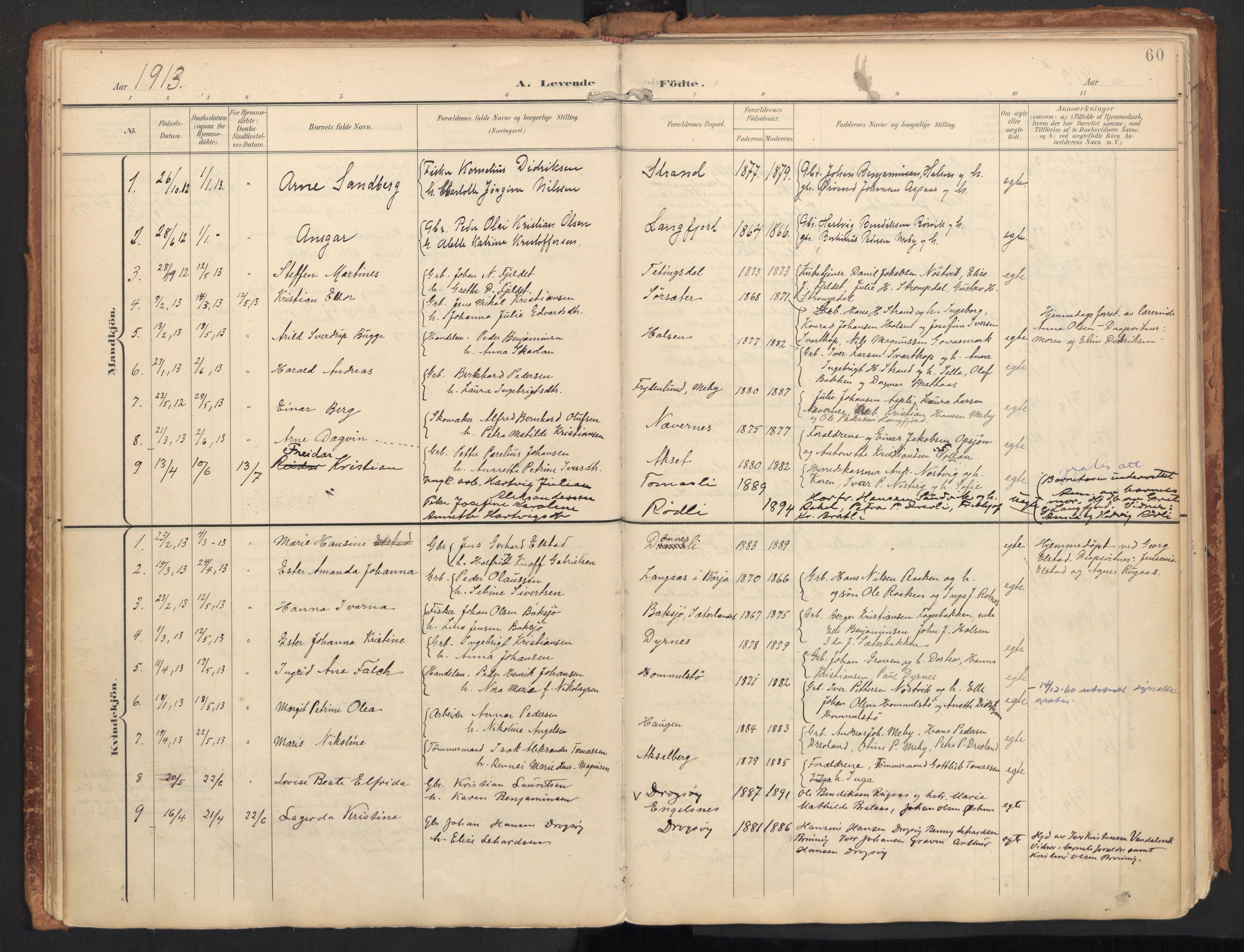 Ministerialprotokoller, klokkerbøker og fødselsregistre - Nordland, SAT/A-1459/814/L0227: Parish register (official) no. 814A08, 1899-1920, p. 60