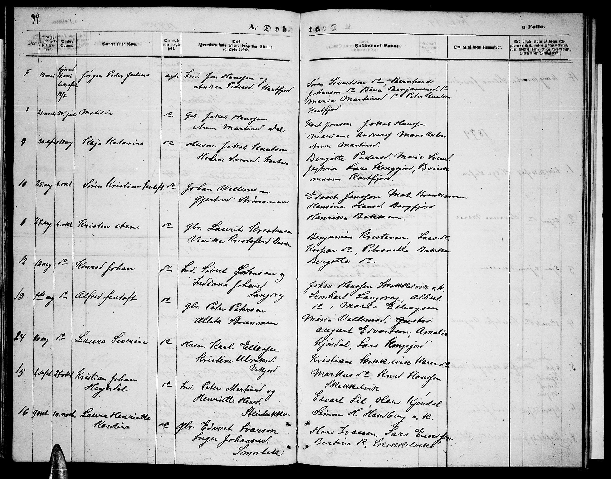 Ministerialprotokoller, klokkerbøker og fødselsregistre - Nordland, AV/SAT-A-1459/884/L1196: Parish register (copy) no. 884C02, 1860-1887, p. 39