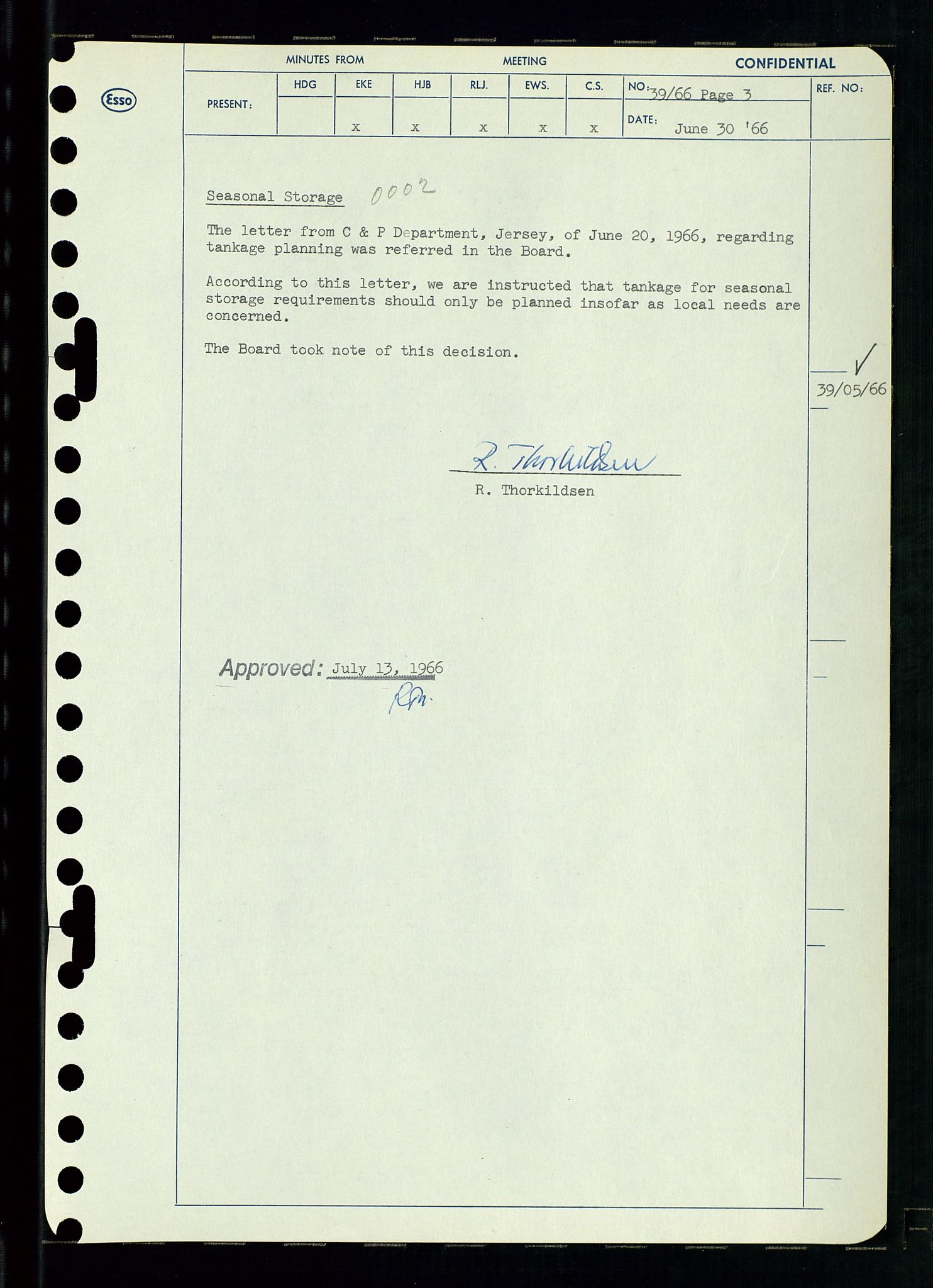 Pa 0982 - Esso Norge A/S, AV/SAST-A-100448/A/Aa/L0002/0002: Den administrerende direksjon Board minutes (styrereferater) / Den administrerende direksjon Board minutes (styrereferater), 1966, p. 83