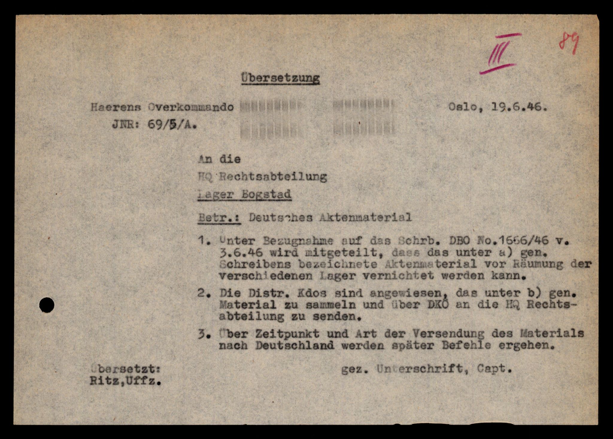 Forsvarets Overkommando. 2 kontor. Arkiv 11.4. Spredte tyske arkivsaker, AV/RA-RAFA-7031/D/Dar/Darc/L0009: FO.II, 1945-1948, p. 180